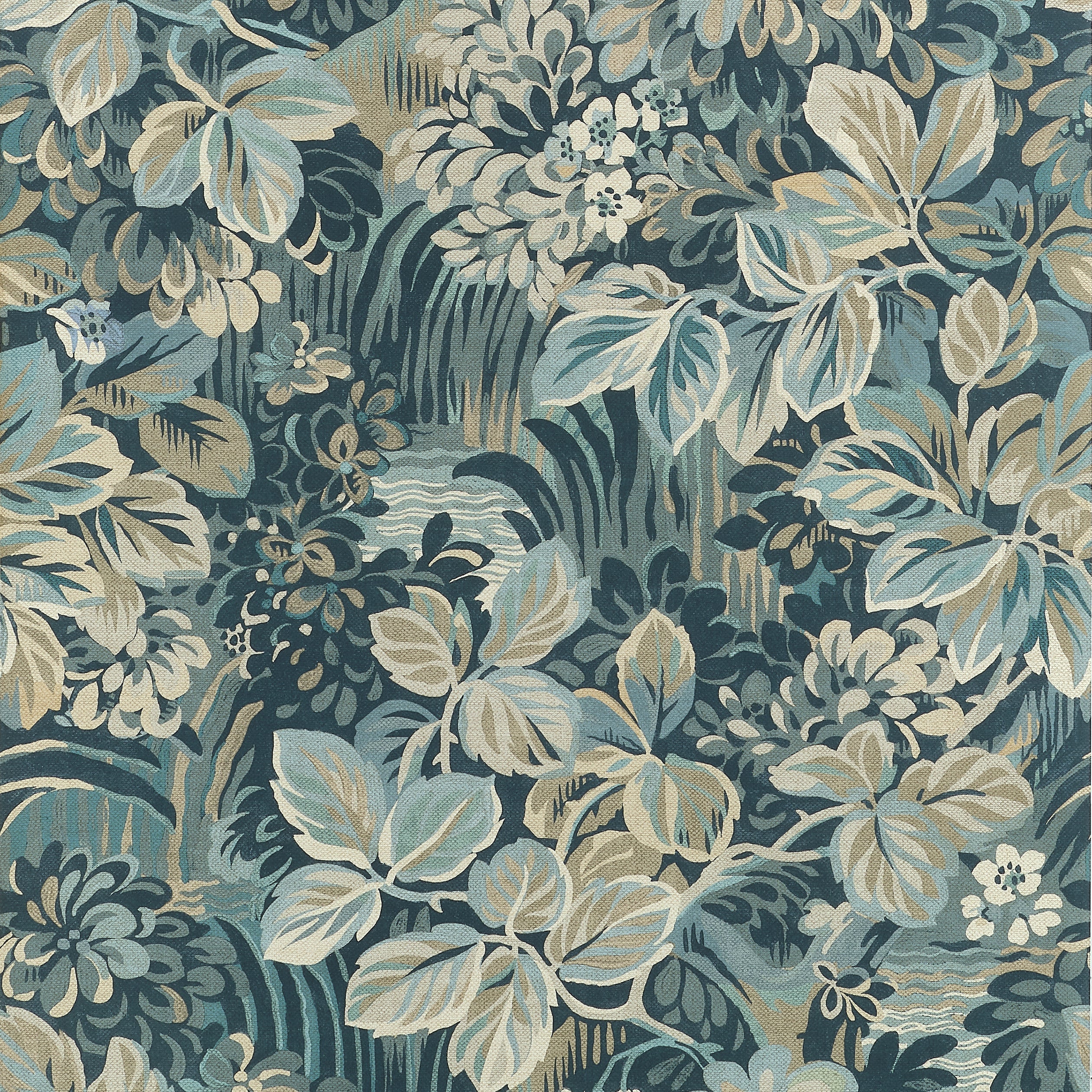 Night Garden wallpaper in spa blue color - pattern number T10533 - by Thibaut in the Boxwood collection