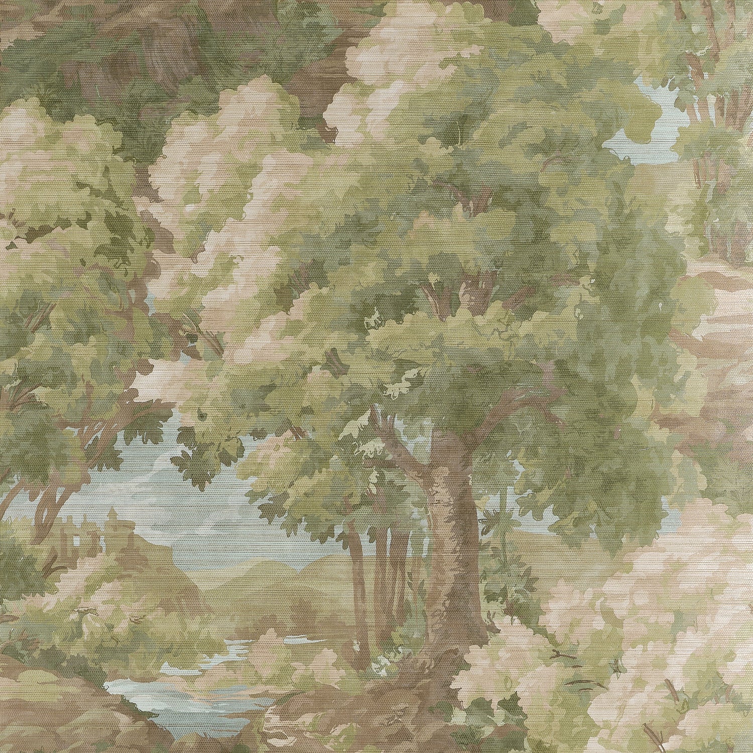 Woodland Clearing wallpaper in green color - pattern number T10546 - by Thibaut in the Boxwood collection
