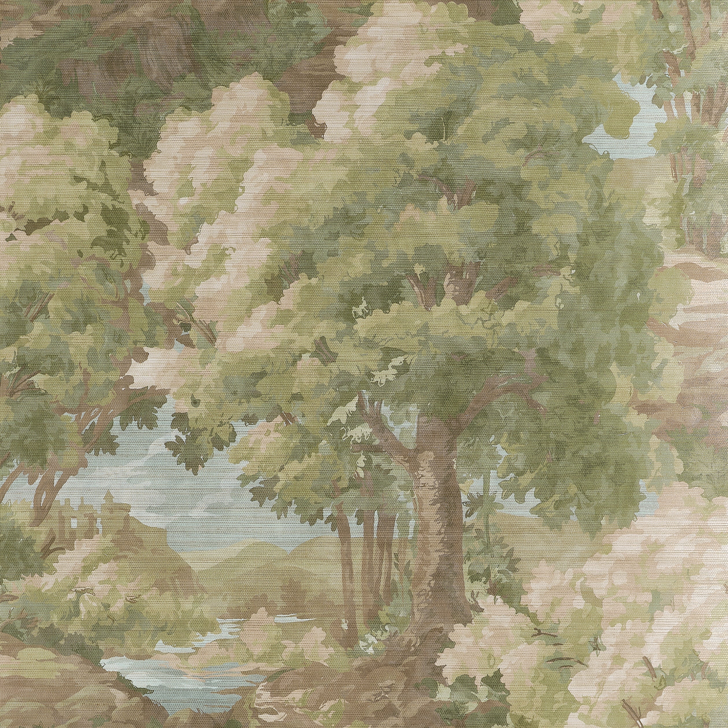 Woodland Clearing wallpaper in green color - pattern number T10546 - by Thibaut in the Boxwood collection