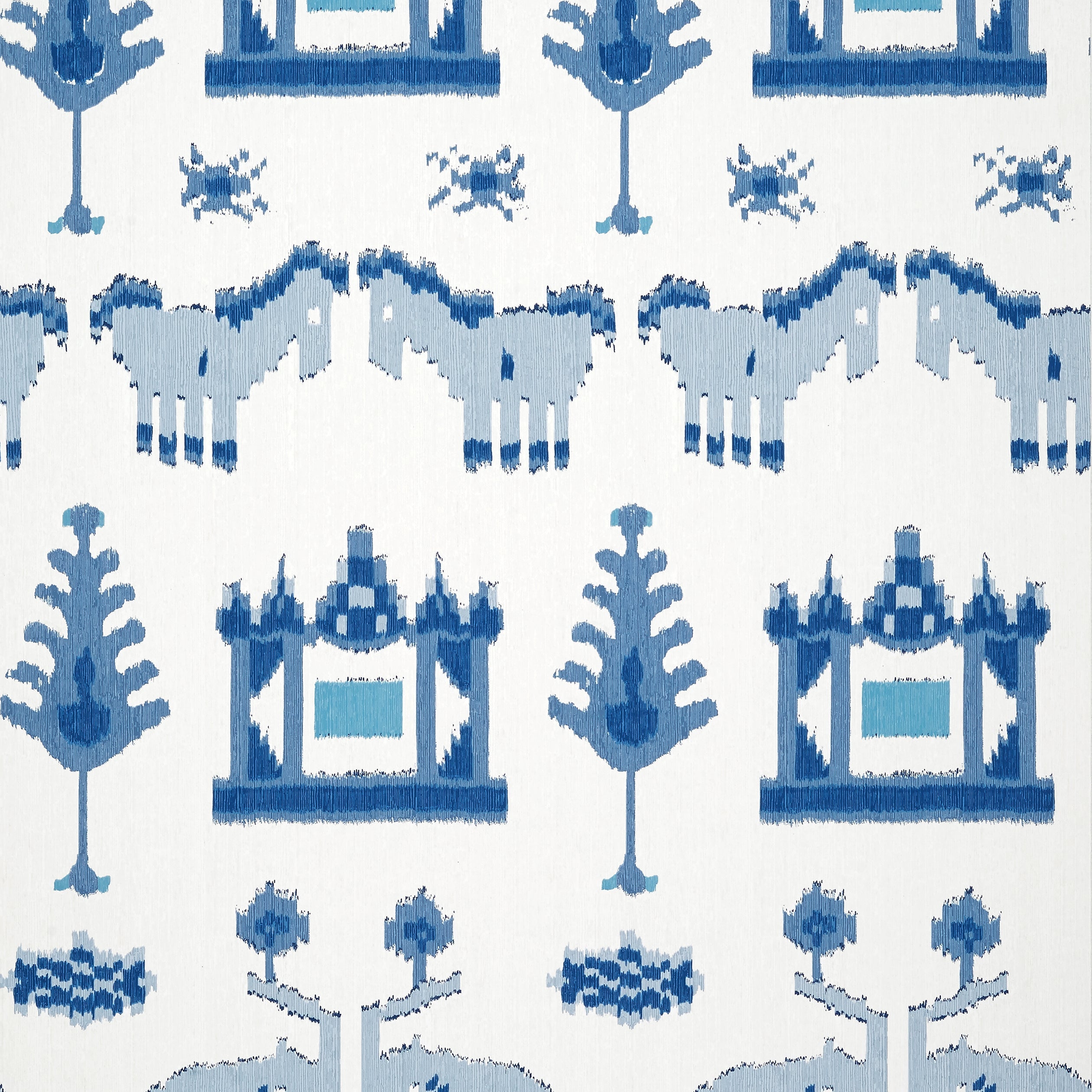 Kingdom Parade wallpaper in blue and white color - pattern number T10641 - by Thibaut in the Ceylon collection