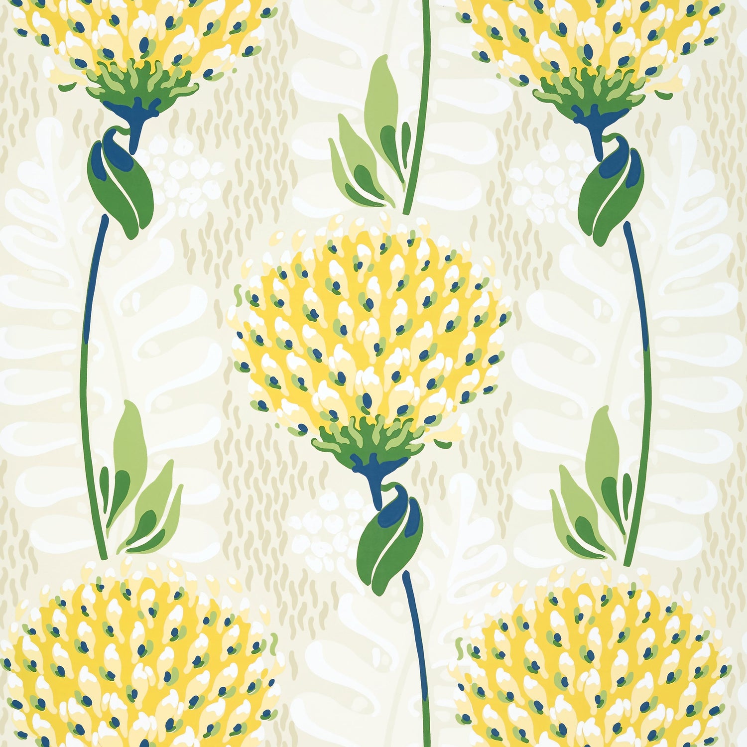 Tiverton wallpaper in yellow color - pattern number T10646 - by Thibaut in the Ceylon collection