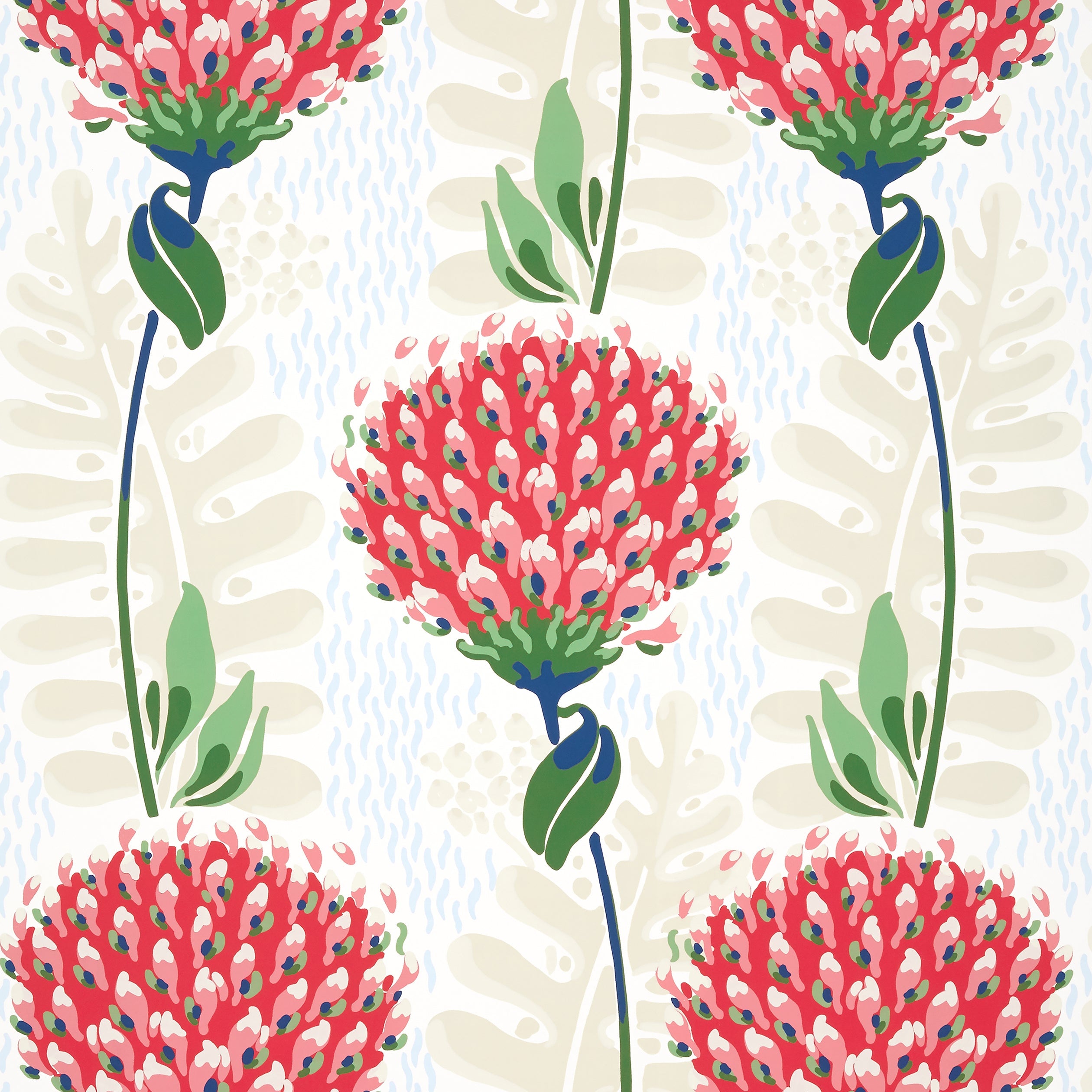 Tiverton wallpaper in red color - pattern number T10647 - by Thibaut in the Ceylon collection