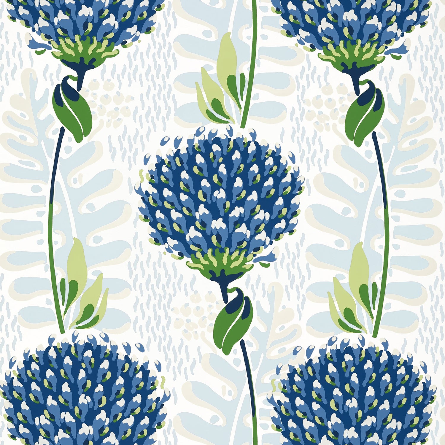 Tiverton wallpaper in blue and green color - pattern number T10650 - by Thibaut in the Ceylon collection