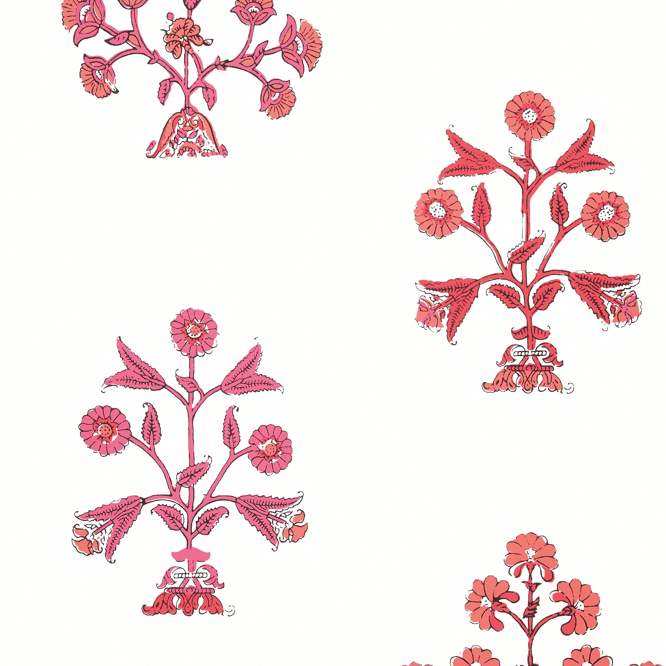Indian Flower wallpaper in pink color - pattern number T10667 - by Thibaut in the Ceylon collection