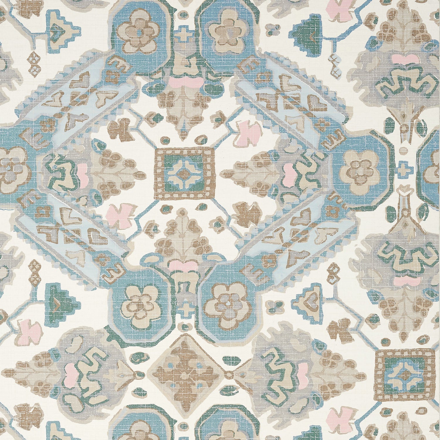 Persian Carpet fabric in spa blue color - pattern number T10825 - by Thibaut in the Heritage by Thibaut collection