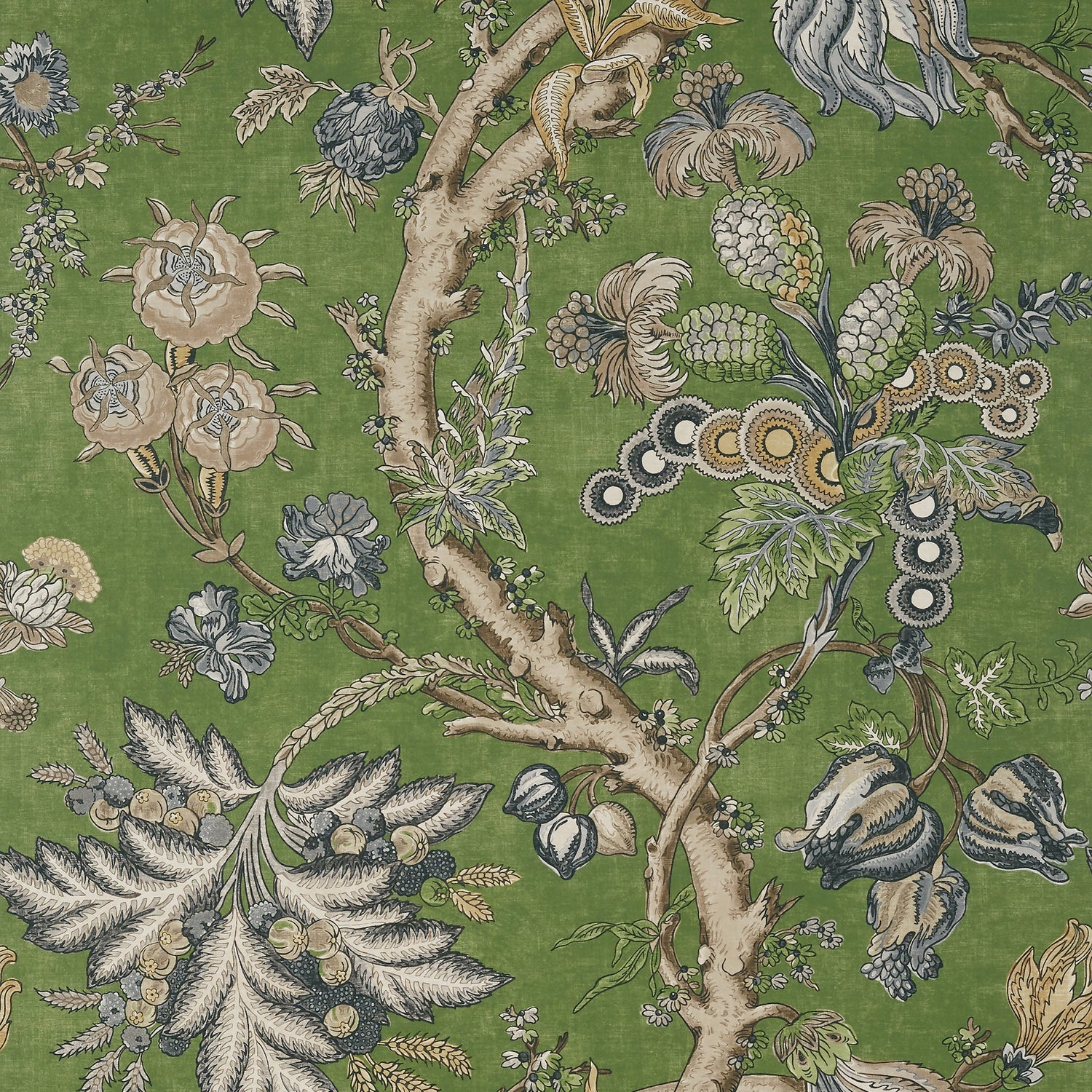 Chatelain wallpaper in green color - pattern number T10844 - by Thibaut in the Heritage by Thibaut collection