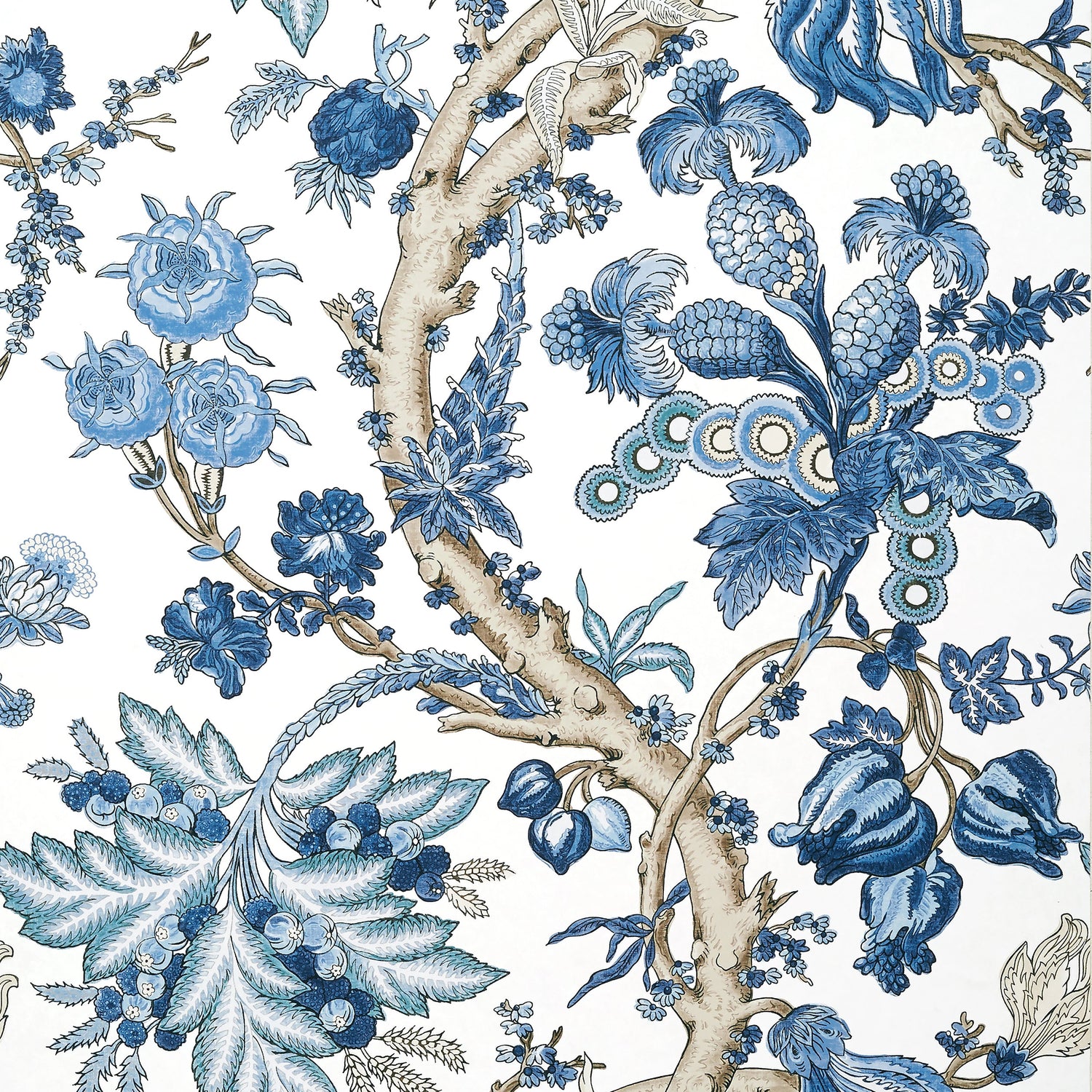 Chatelain wallpaper in blue and white color - pattern number T10846 - by Thibaut in the Heritage by Thibaut collection