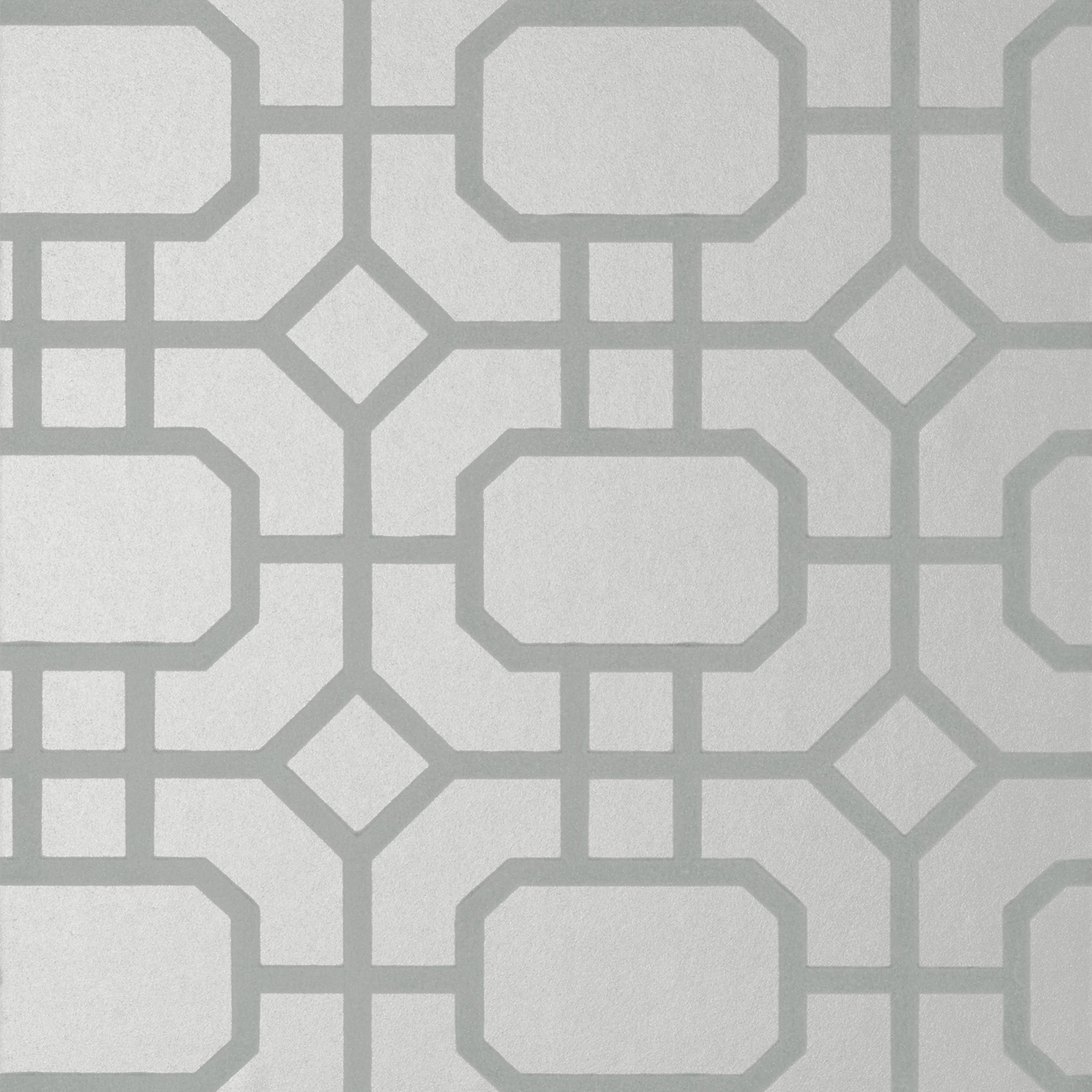 Portier Flock wallpaper in grey on silver color - pattern number T11001 - by Thibaut in the Geometric Resource Volume 2 collection