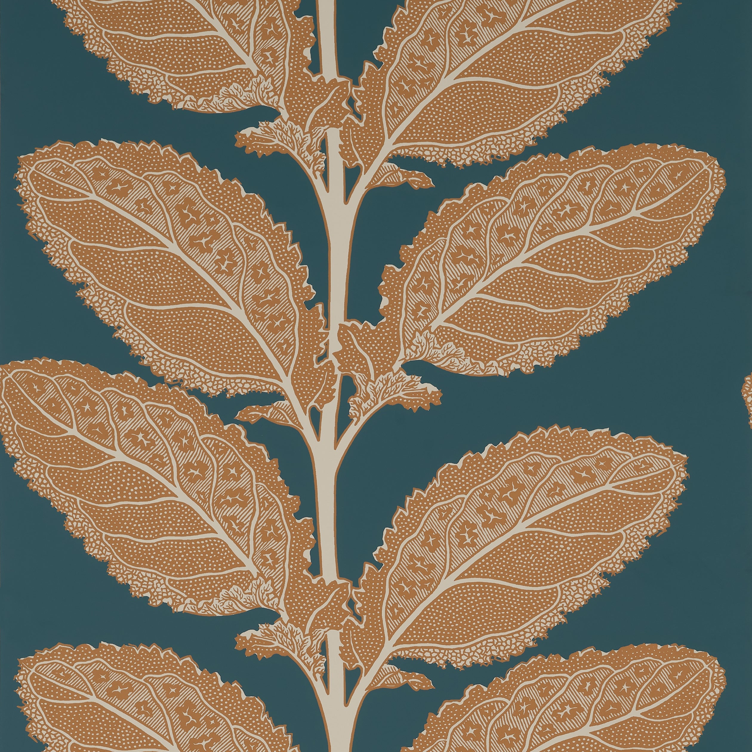 Lacinato wallpaper in ochre and mineral color - pattern number T12037 - by Thibaut in the Vista collection