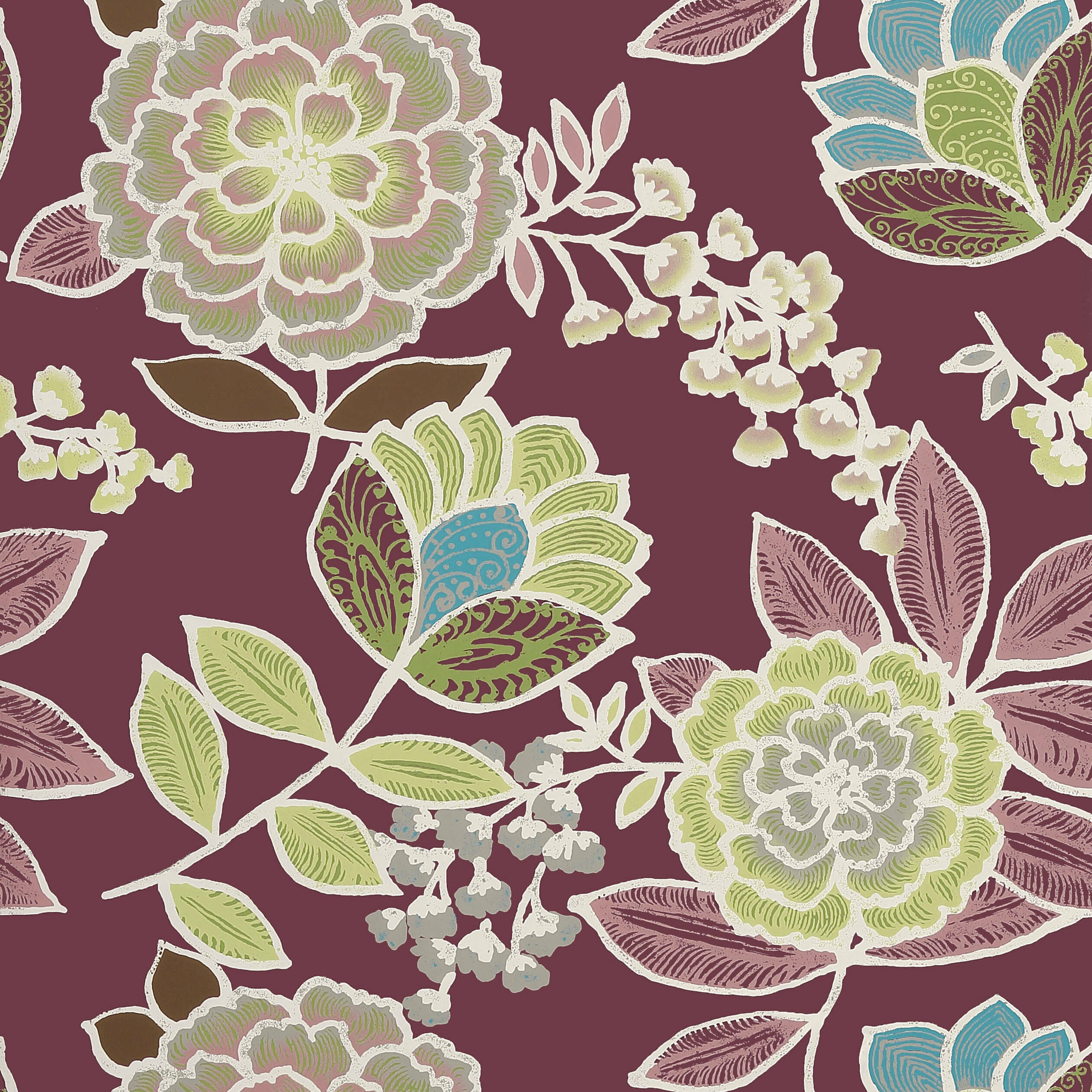 Sulu wallpaper in plum color - pattern number T13012 - by Thibaut in the Monterey by Thibaut collection