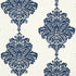Arturo Damask wallpaper in navy color - pattern number T13014 - by Thibaut in the Monterey by Thibaut collection