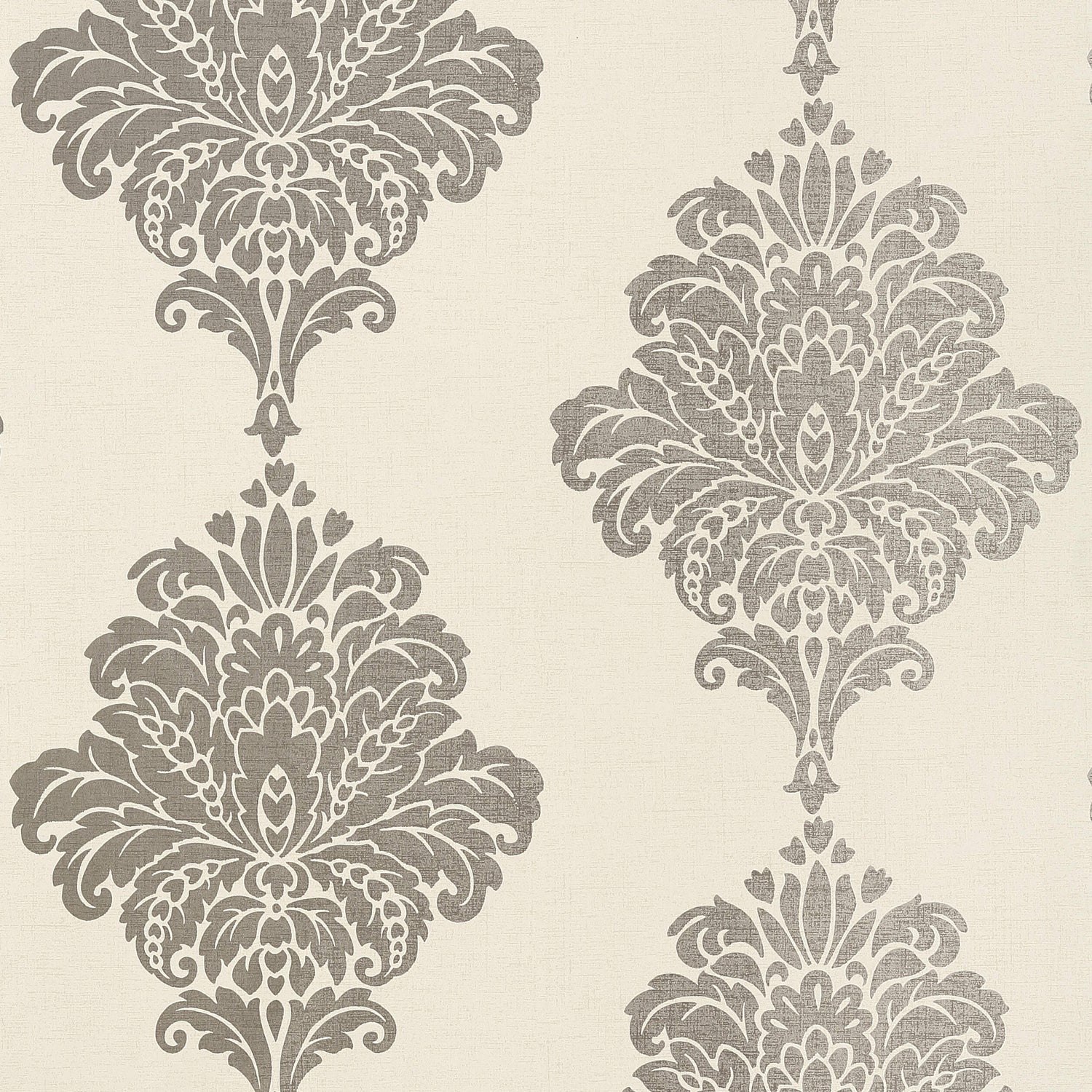 Arturo Damask wallpaper in metallic silver color - pattern number T13017 - by Thibaut in the Monterey by Thibaut collection