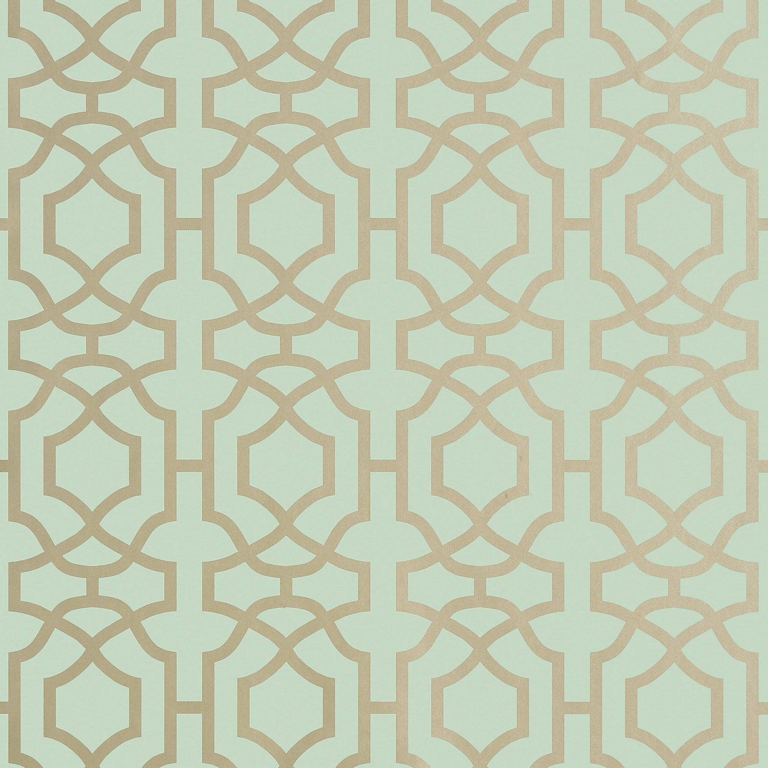 Alston Trellis wallpaper in metallic gold on seaglass color - pattern number T13031 - by Thibaut in the Monterey by Thibaut collection