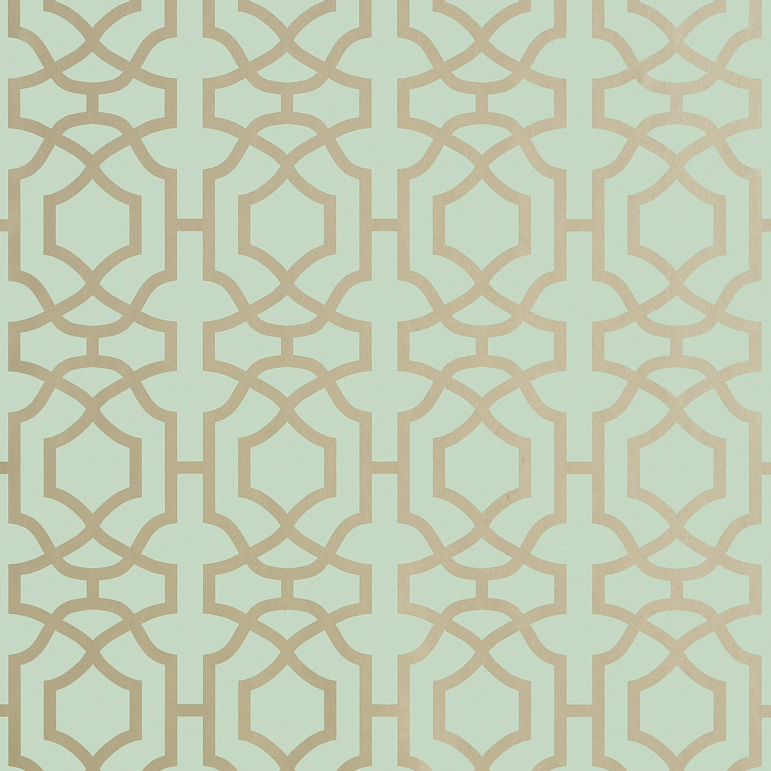 Alston Trellis wallpaper in metallic gold on seaglass color - pattern number T13031 - by Thibaut in the Monterey by Thibaut collection