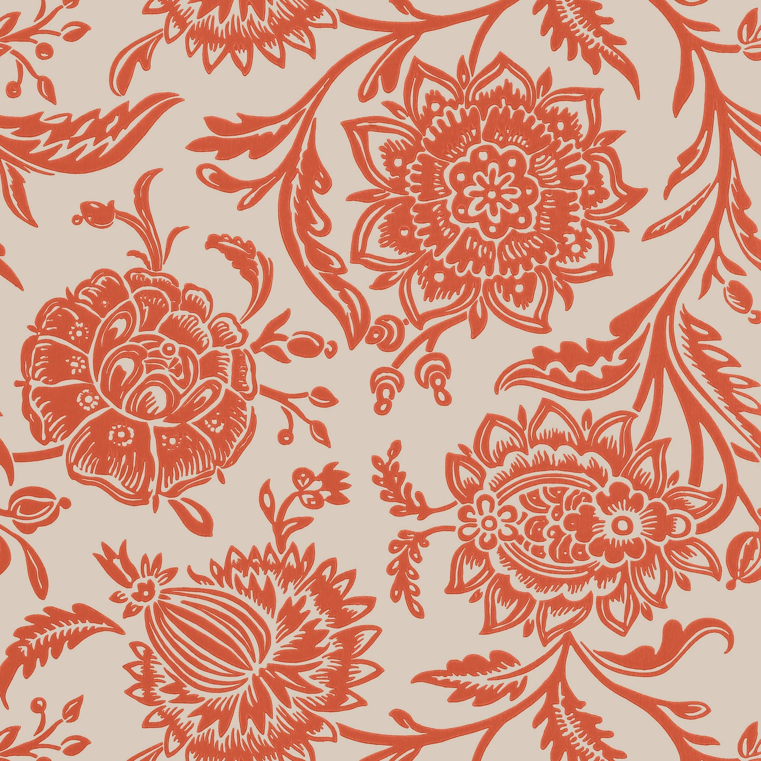 Rivera wallpaper in coral on flax color - pattern number T13047 - by Thibaut in the Monterey by Thibaut collection