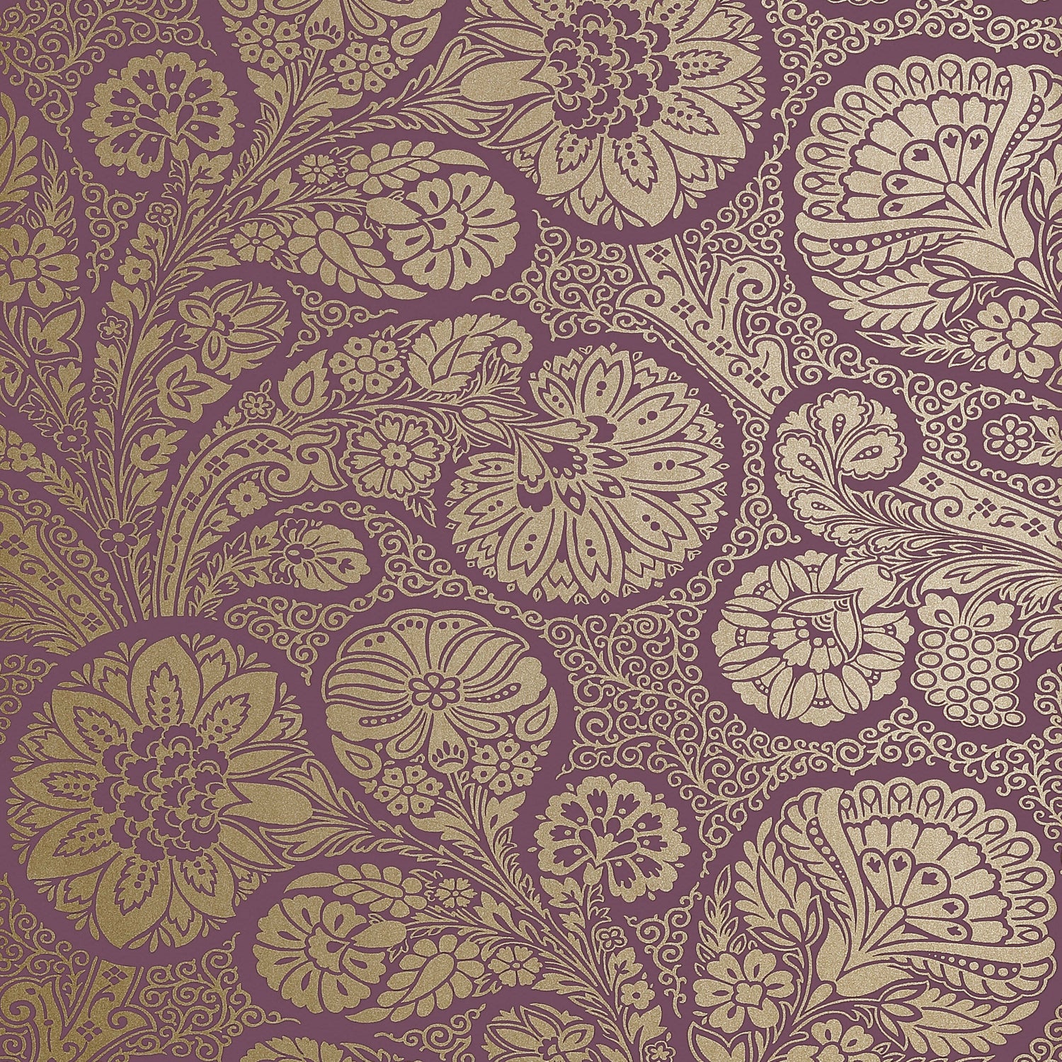 Troubadour wallpaper in metallic gold on plum color - pattern number T13062 - by Thibaut in the Monterey by Thibaut collection