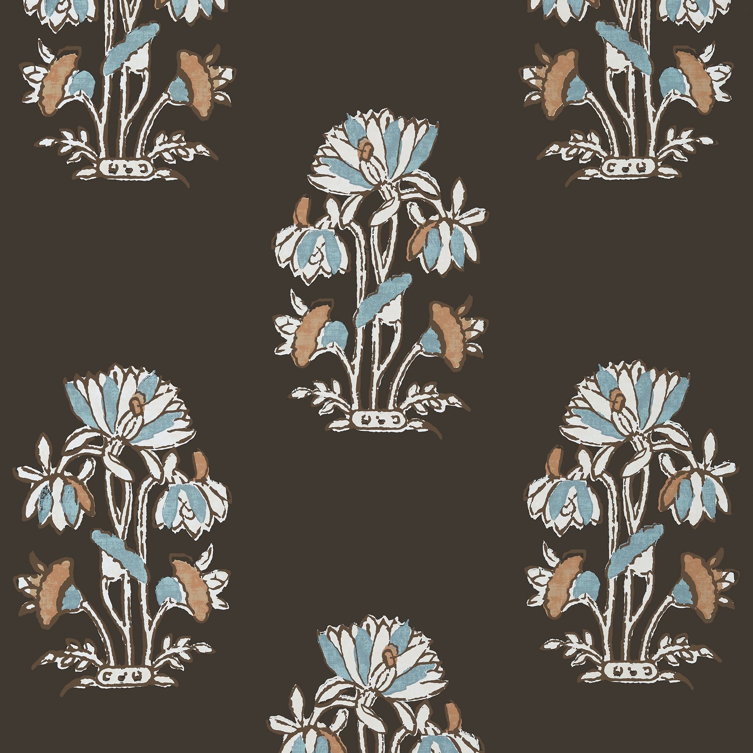 Lily Flower wallpaper in black color - pattern number T13200 - by Thibaut in the Mesa collection