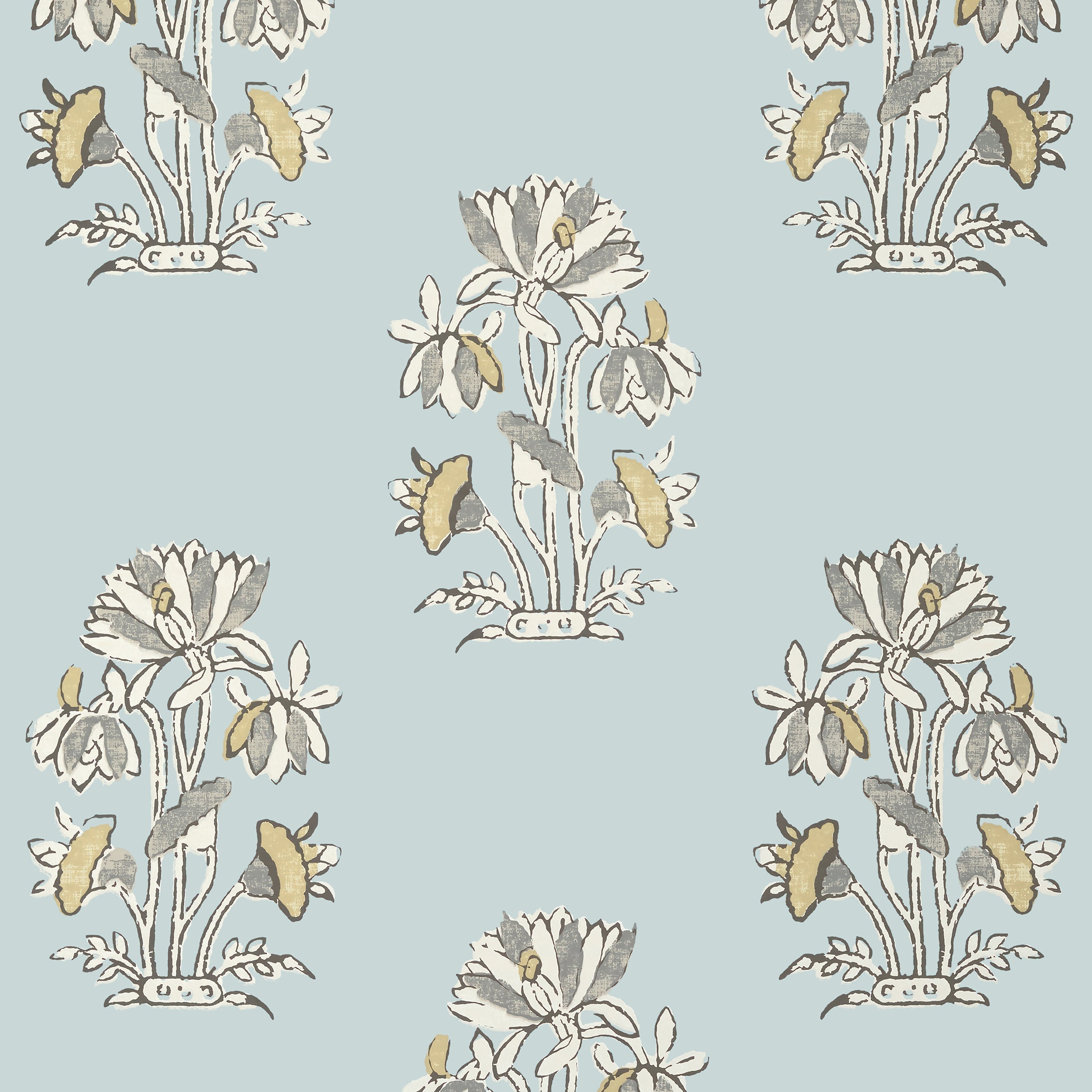Lily Flower wallpaper in spa blue color - pattern number T13201 - by Thibaut in the Mesa collection