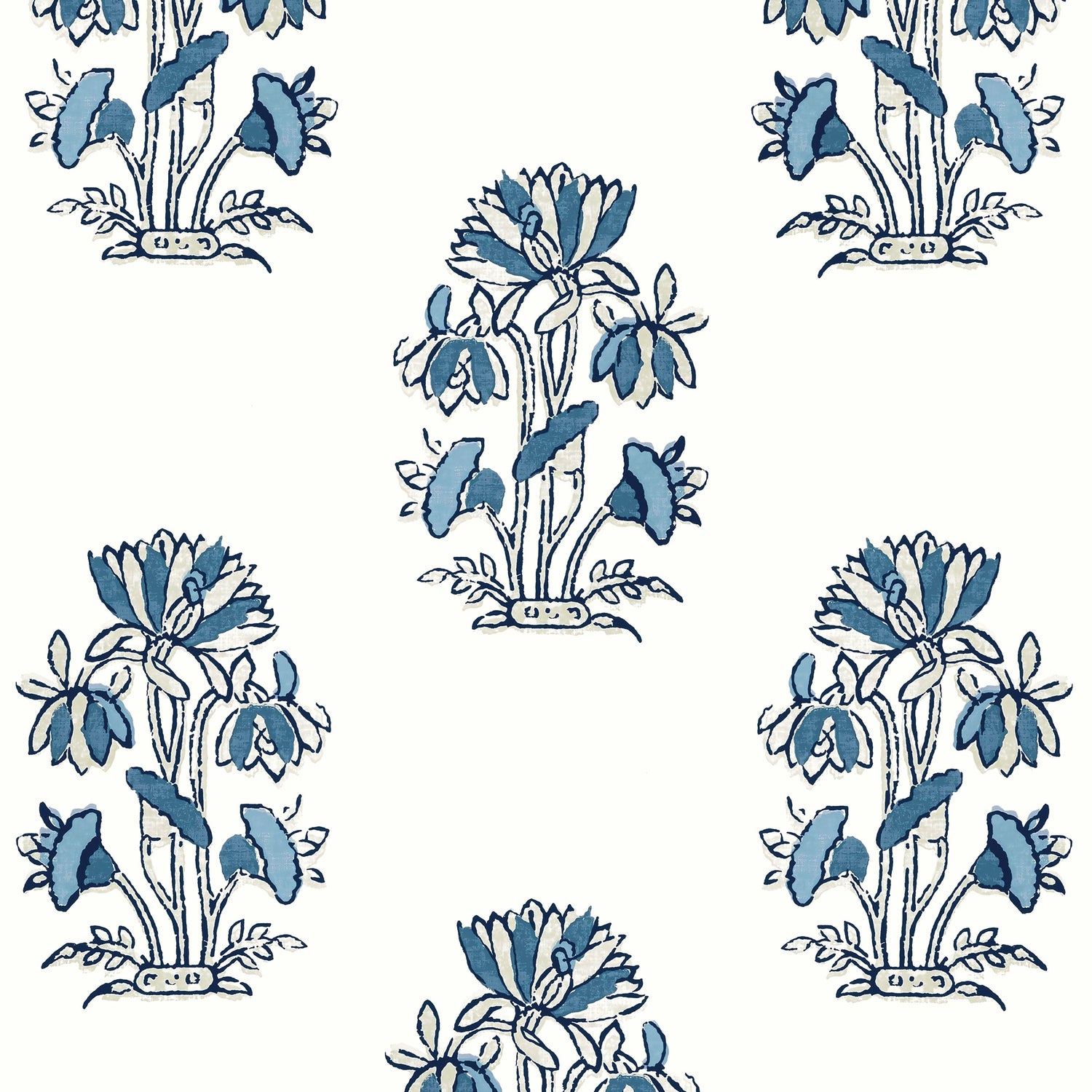 Lily Flower wallpaper in blue and white color - pattern number T13204 - by Thibaut in the Mesa collection