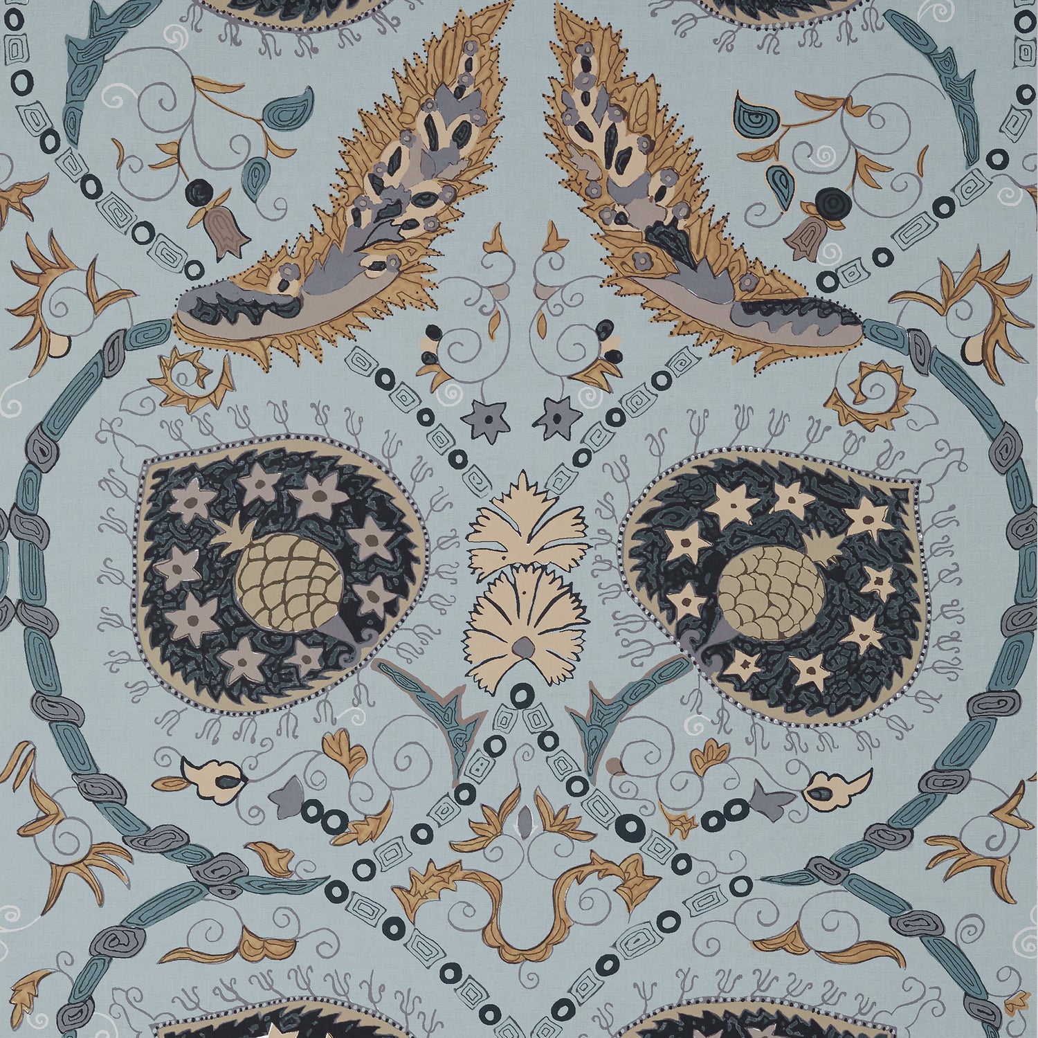 Lewis wallpaper in mineral blue color - pattern number T13214 - by Thibaut in the Mesa collection