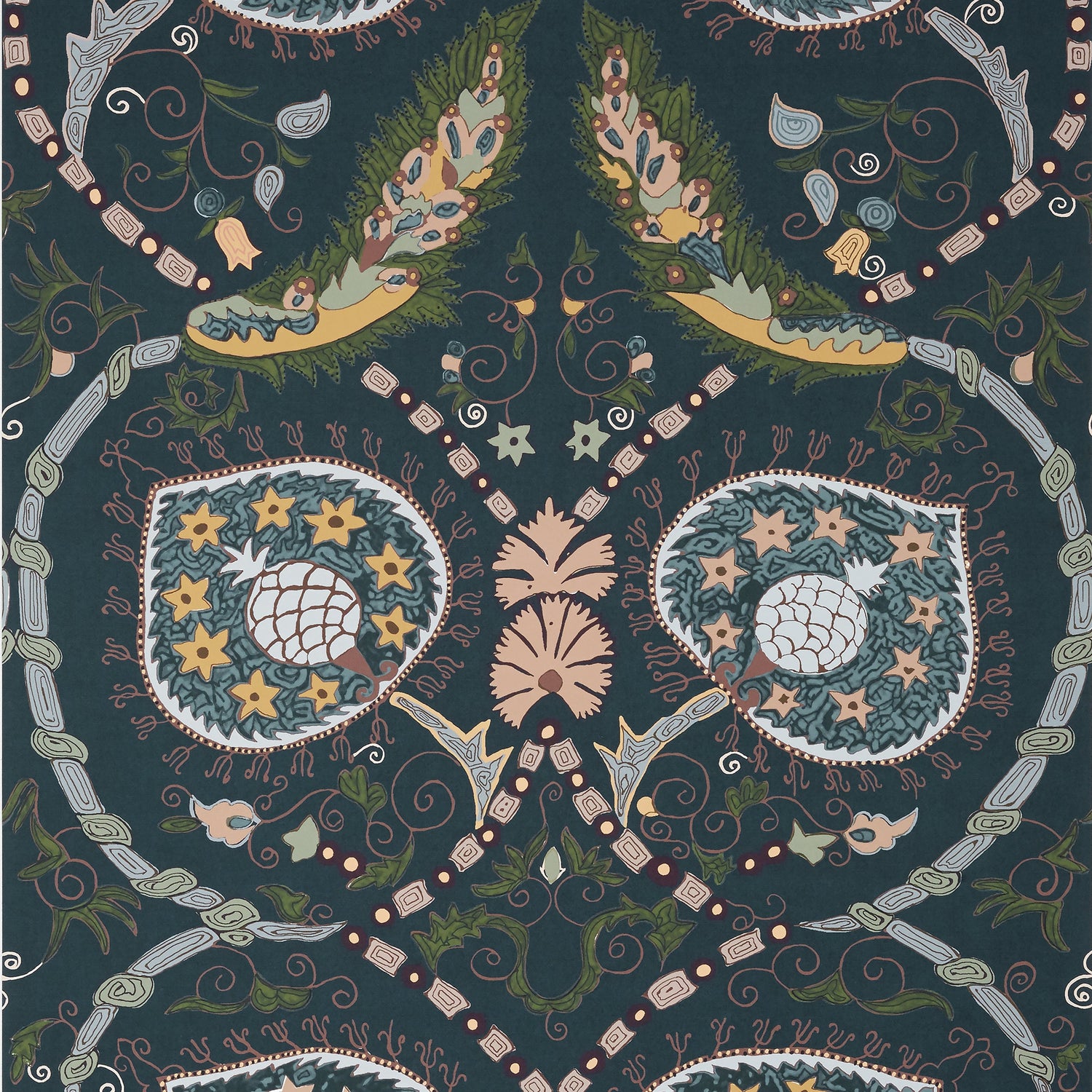 Lewis wallpaper in charcoal and bluestone color - pattern number T13216 - by Thibaut in the Mesa collection