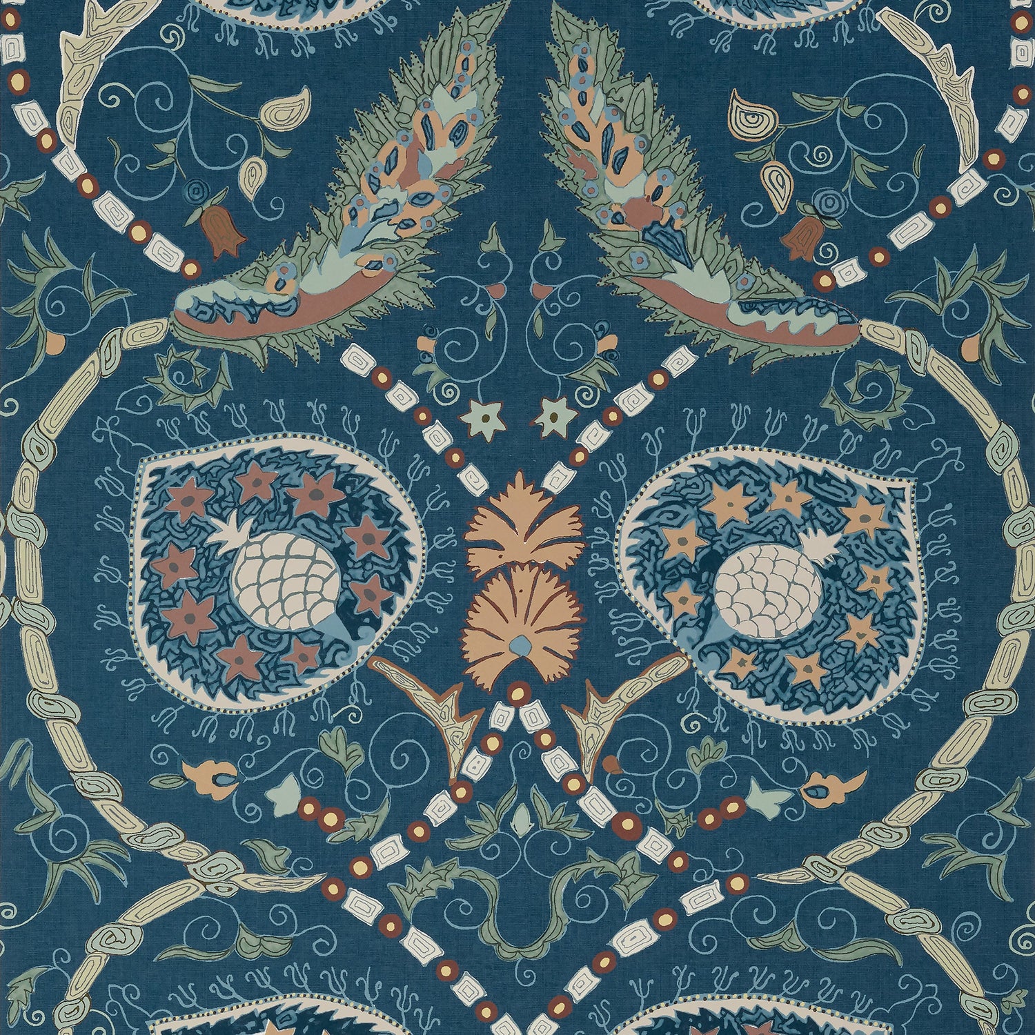 Lewis wallpaper in navy and teal color - pattern number T13217 - by Thibaut in the Mesa collection