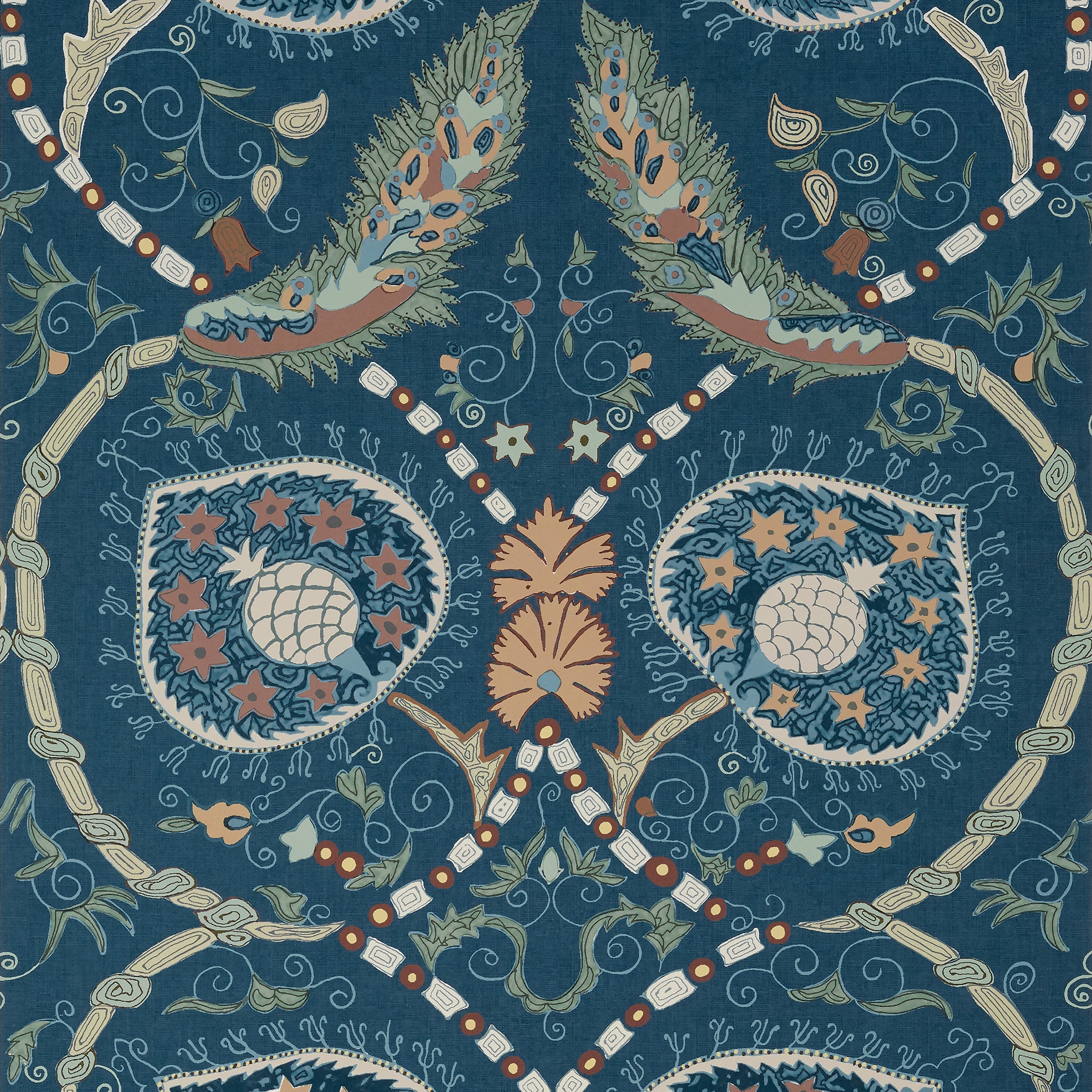 Lewis wallpaper in navy and teal color - pattern number T13217 - by Thibaut in the Mesa collection