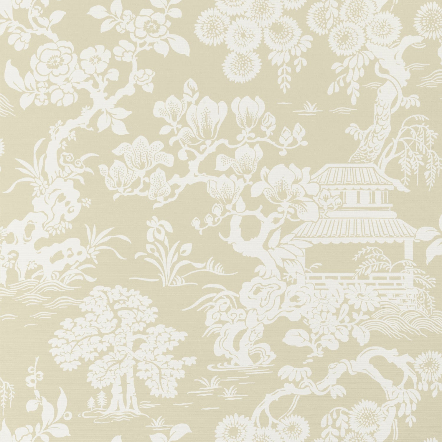 Japanese Garden wallpaper in beige color - pattern number T13300 - by Thibaut in the Pavilion collection