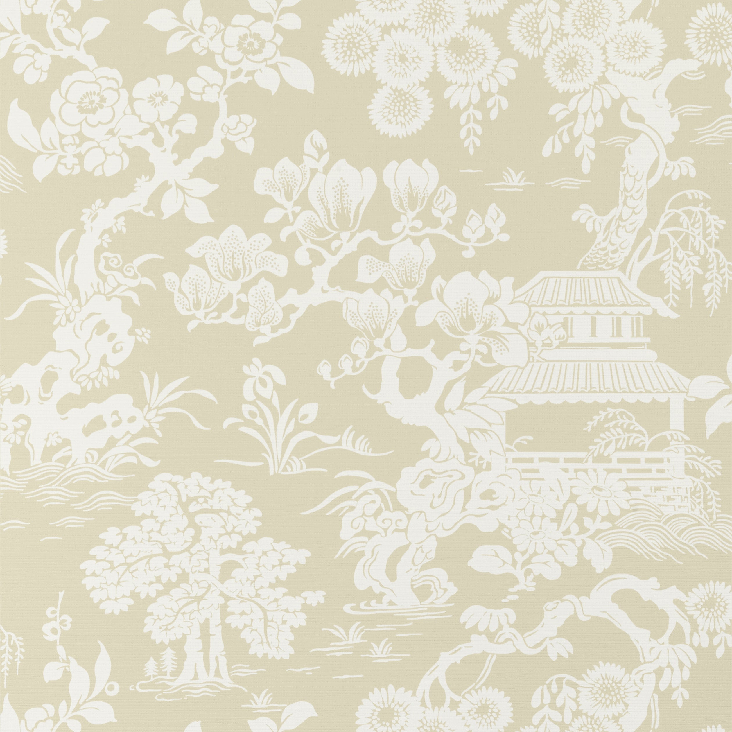 Japanese Garden wallpaper in beige color - pattern number T13300 - by Thibaut in the Pavilion collection