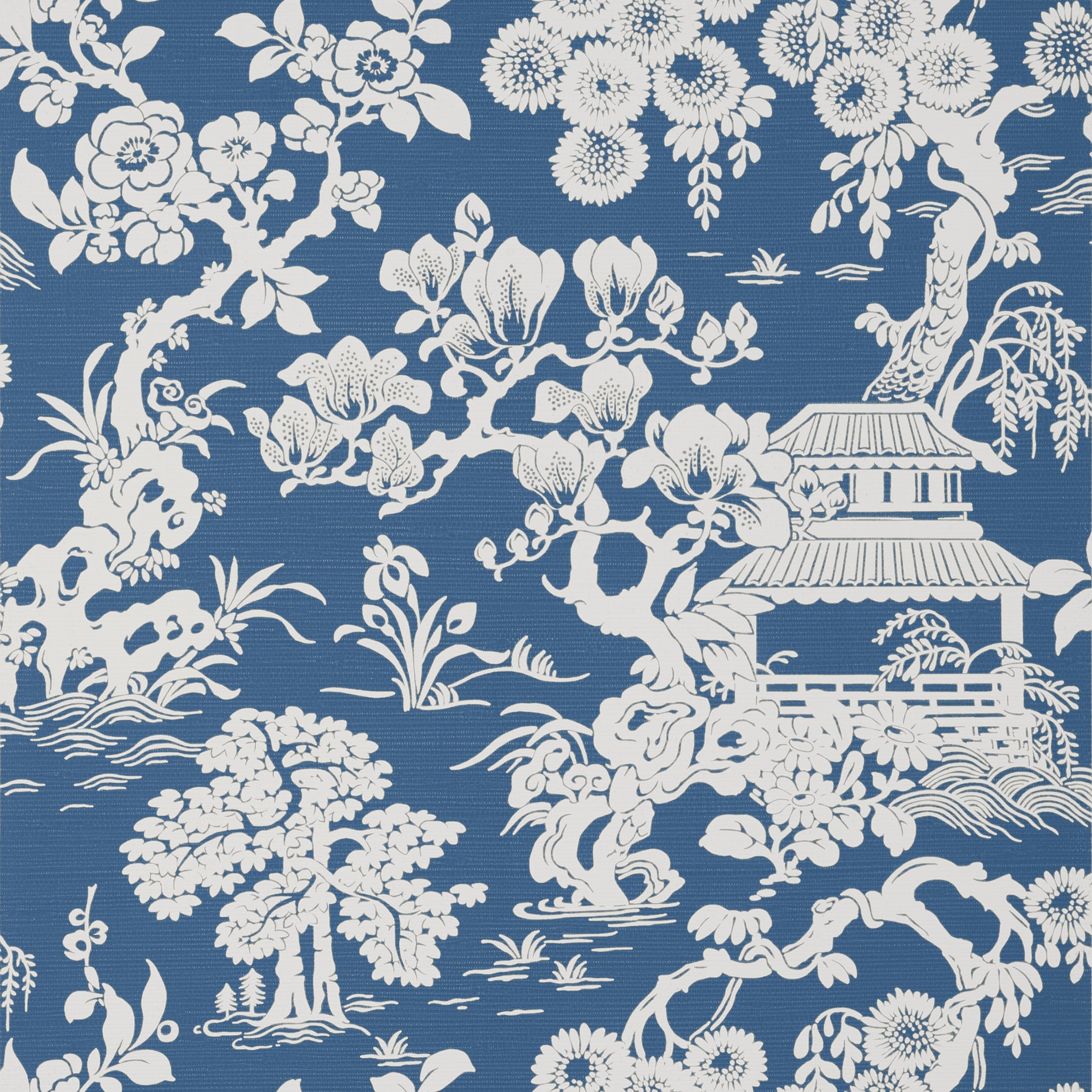 Japanese Garden wallpaper in wedgewood color - pattern number T13306 - by Thibaut in the Pavilion collection