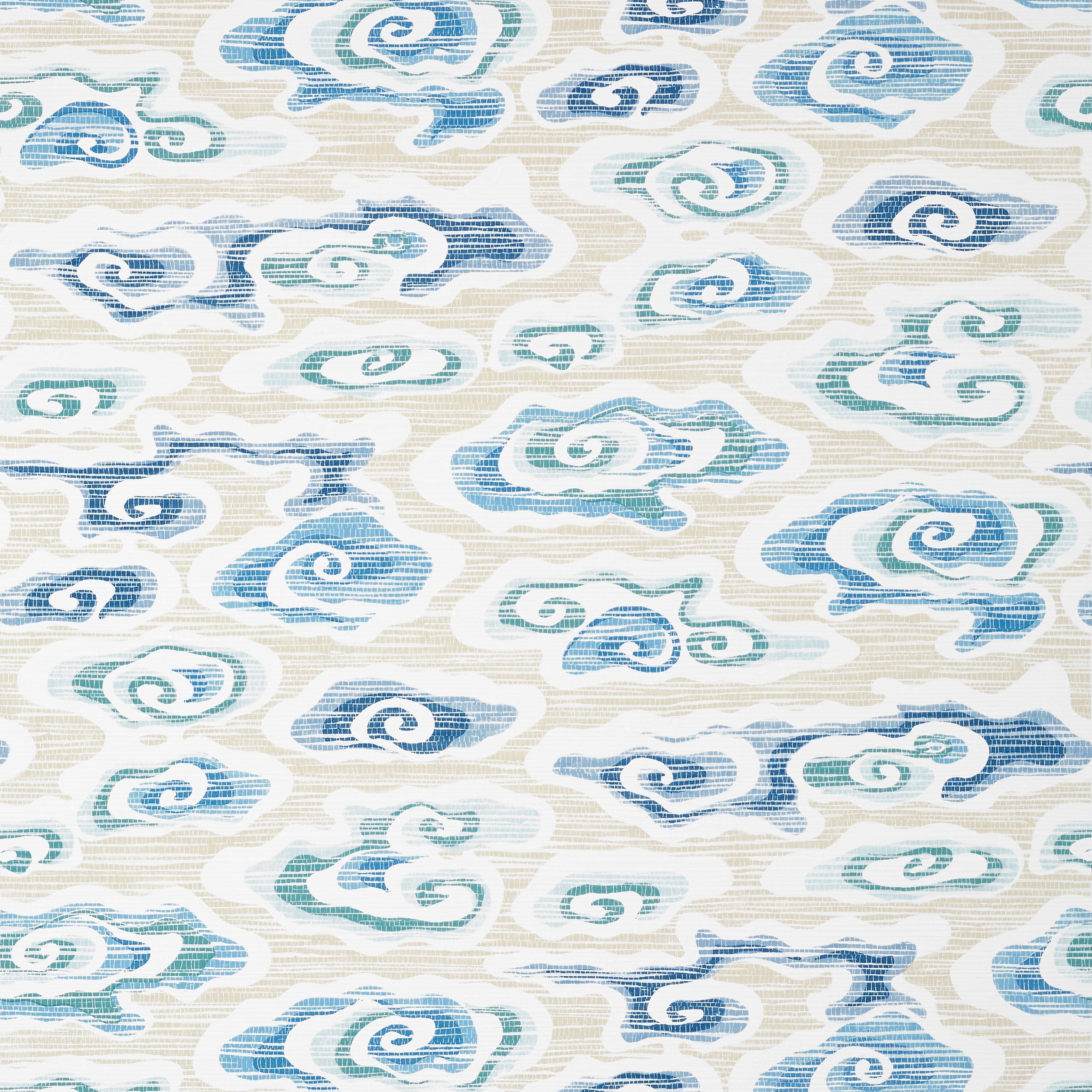 Clear Clouds wallpaper in beige and blue color - pattern number T13318 - by Thibaut in the Pavilion collection