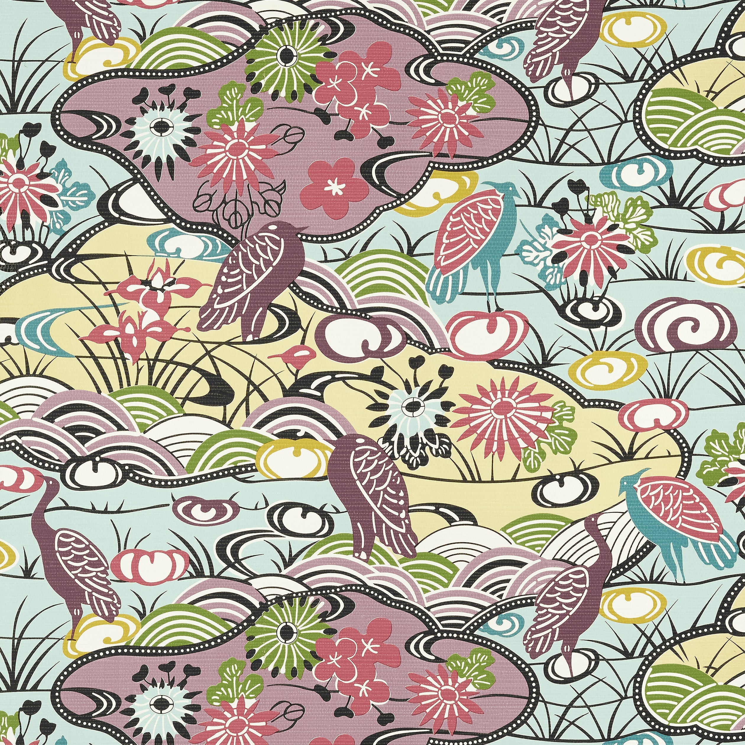 Heron Stream wallpaper in multi color - pattern number T13334 - by Thibaut in the Pavilion collection