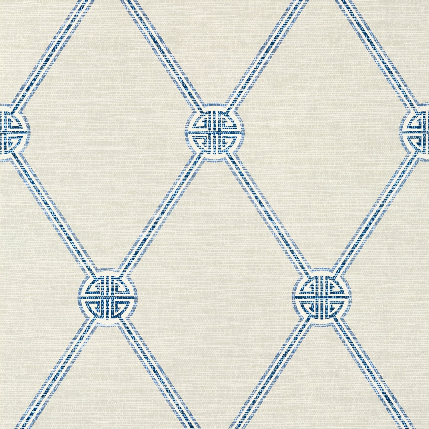 Turnberry Trellis wallpaper in beige and blue color - pattern number T13351 - by Thibaut in the Pavilion collection