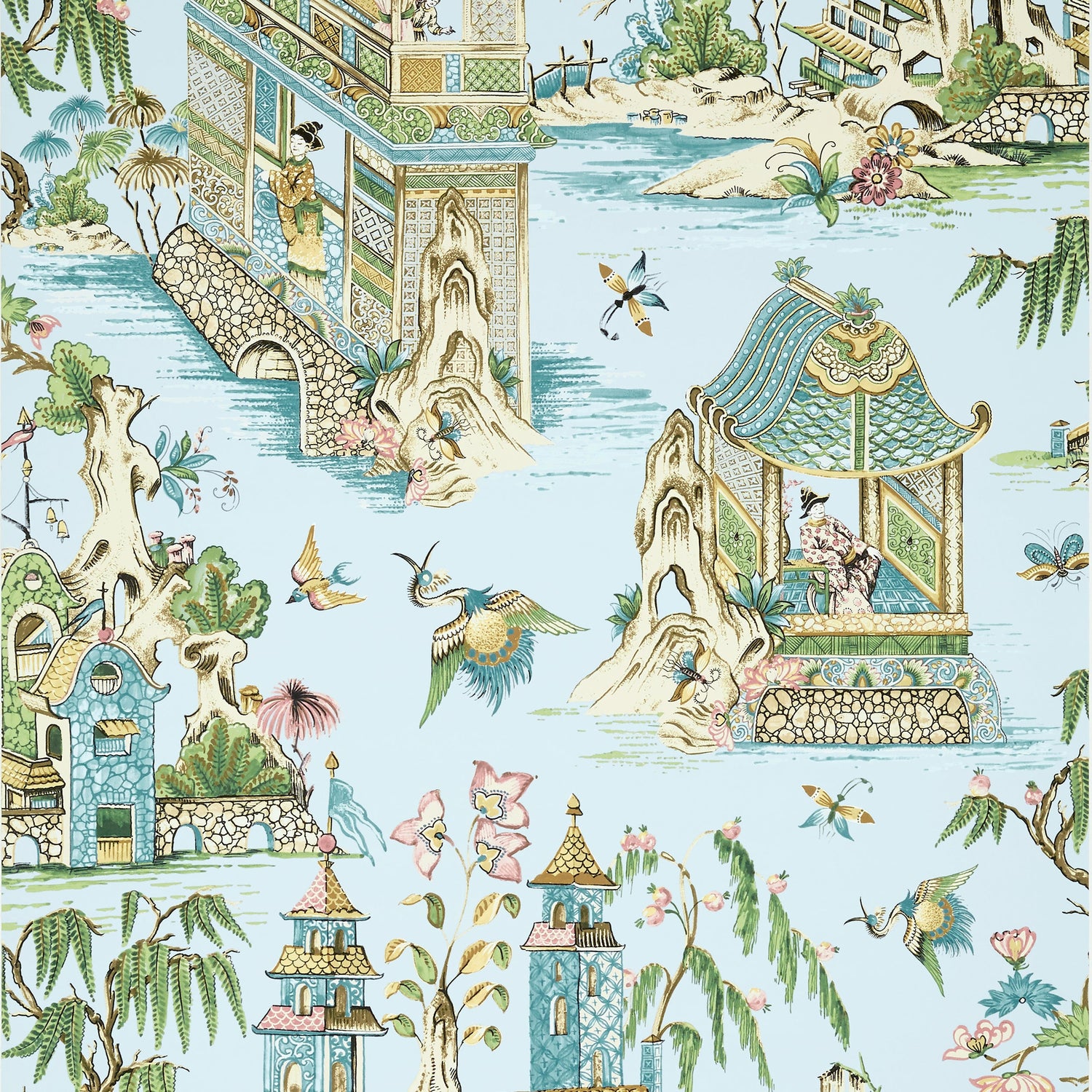 Grand Palace wallpaper in spa blue color - pattern number T13615 - by Thibaut in the Grand Palace collection