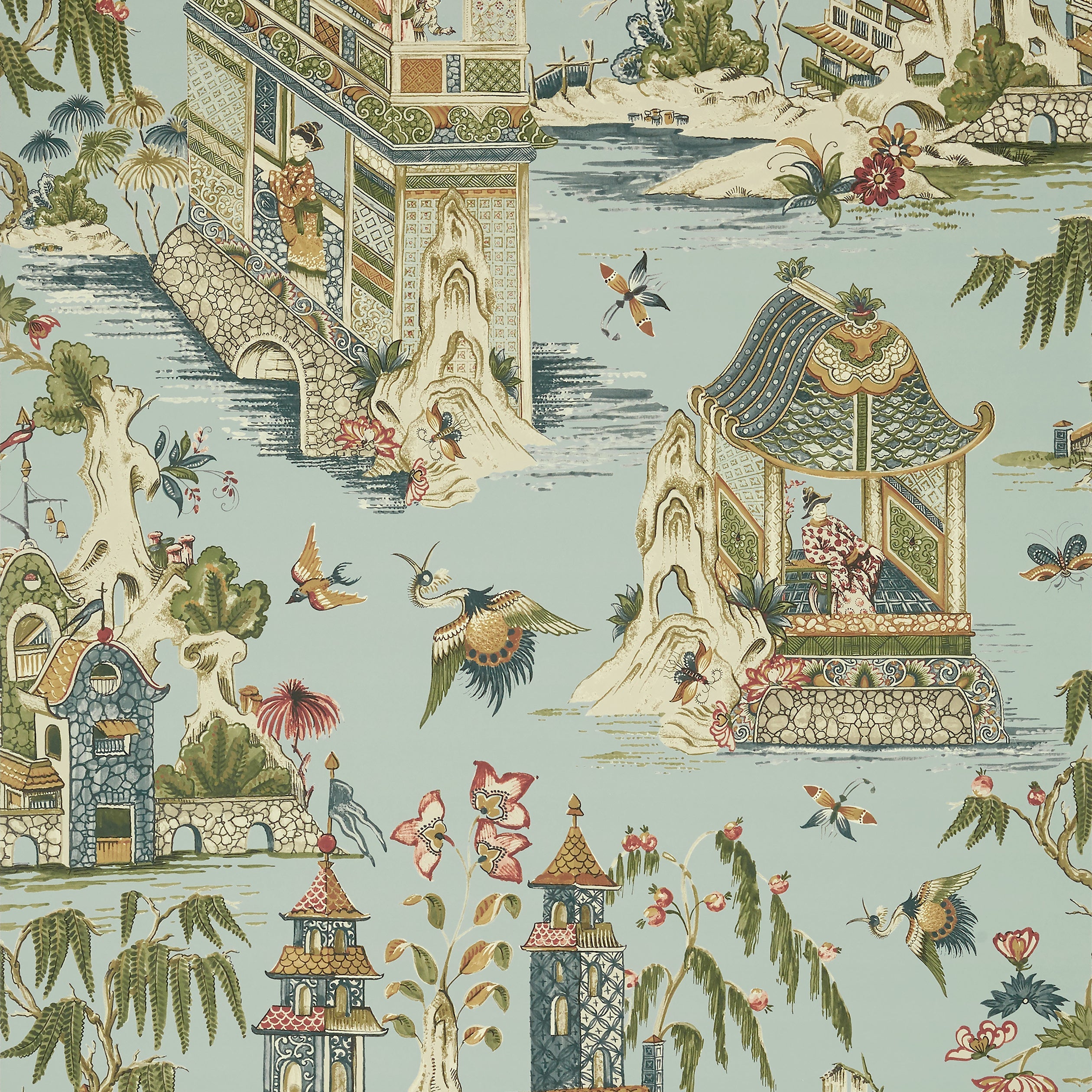 Grand Palace wallpaper in mist color - pattern number T13617 - by Thibaut in the Grand Palace collection