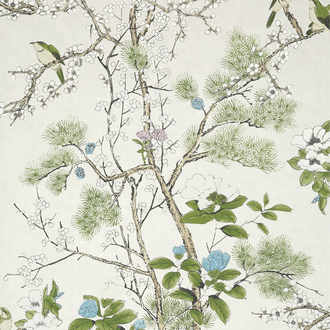Katsura fabric in cream and lavender color - pattern number T13622 - by Thibaut in the Grand Palace collection