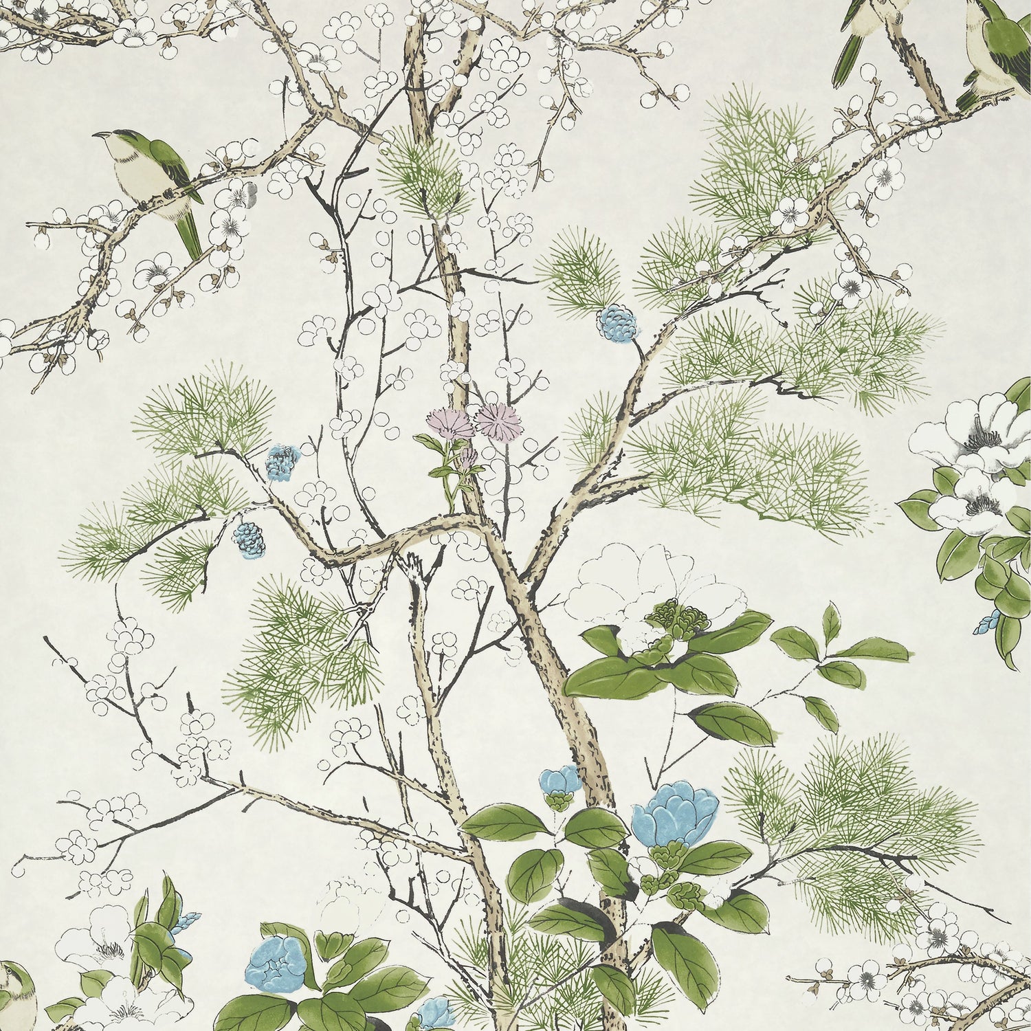 Katsura fabric in cream and lavender color - pattern number T13622 - by Thibaut in the Grand Palace collection