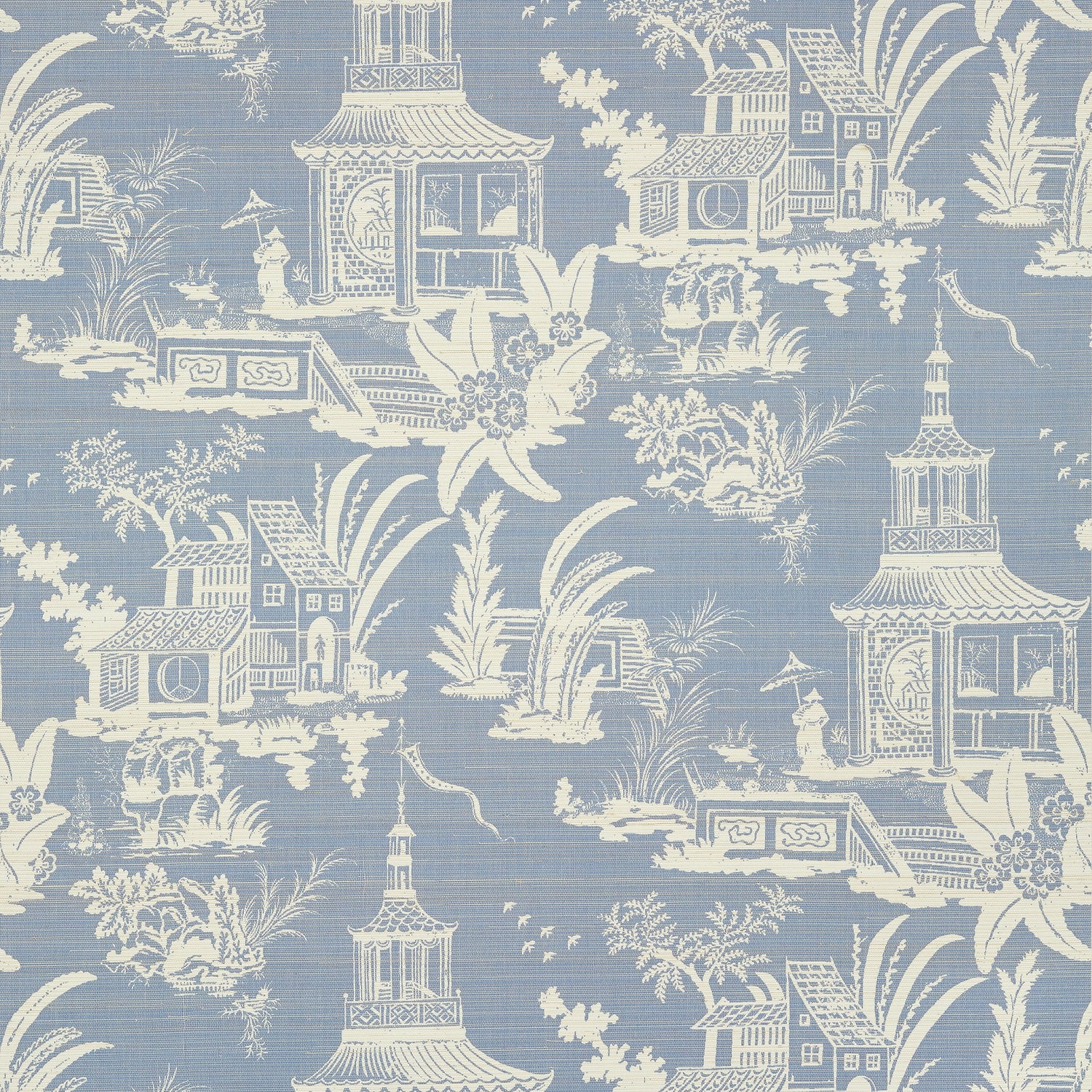 Empress Court wallpaper in blue color - pattern number T13649 - by Thibaut in the Grand Palace collection