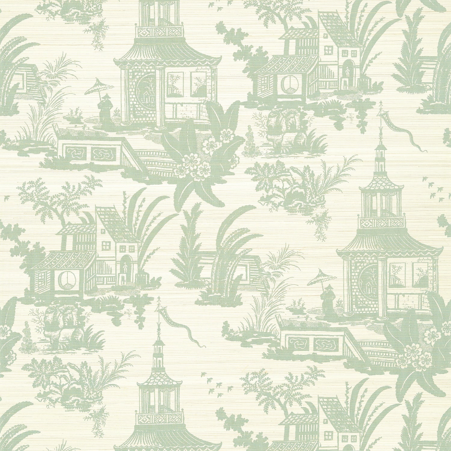 Empress Court wallpaper in mist color - pattern number T13651 - by Thibaut in the Grand Palace collection