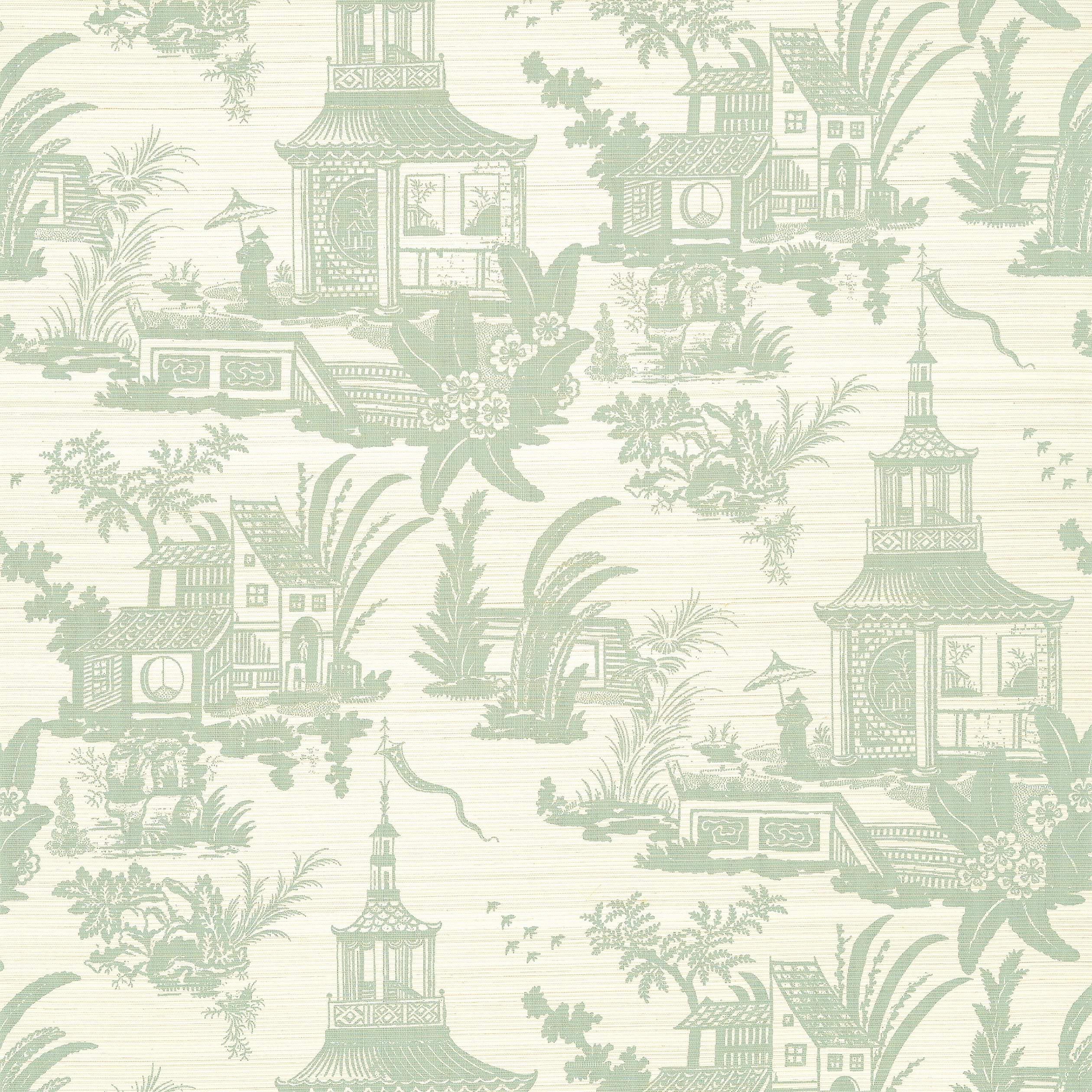 Empress Court wallpaper in mist color - pattern number T13651 - by Thibaut in the Grand Palace collection