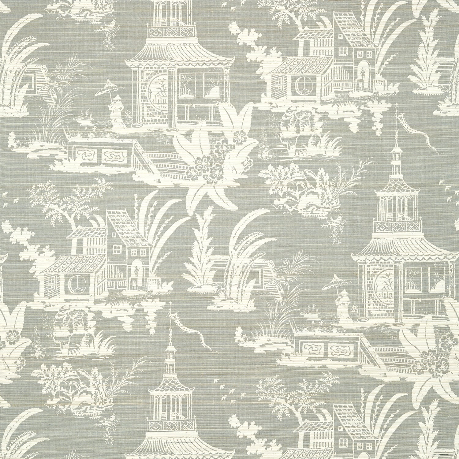 Empress Court wallpaper in grey color - pattern number T13652 - by Thibaut in the Grand Palace collection