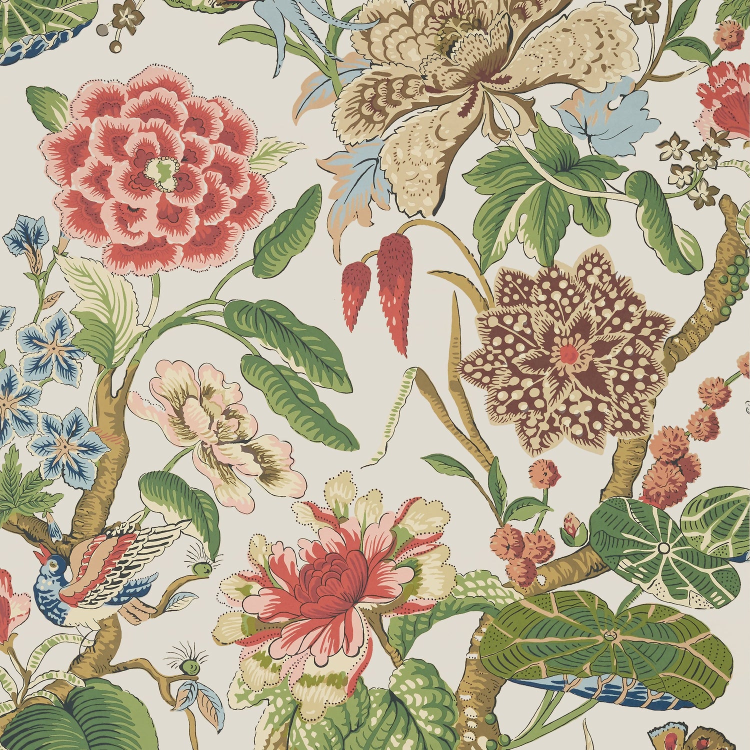 Hill Garden wallpaper in flax color - pattern number T13657 - by Thibaut in the Grand Palace collection