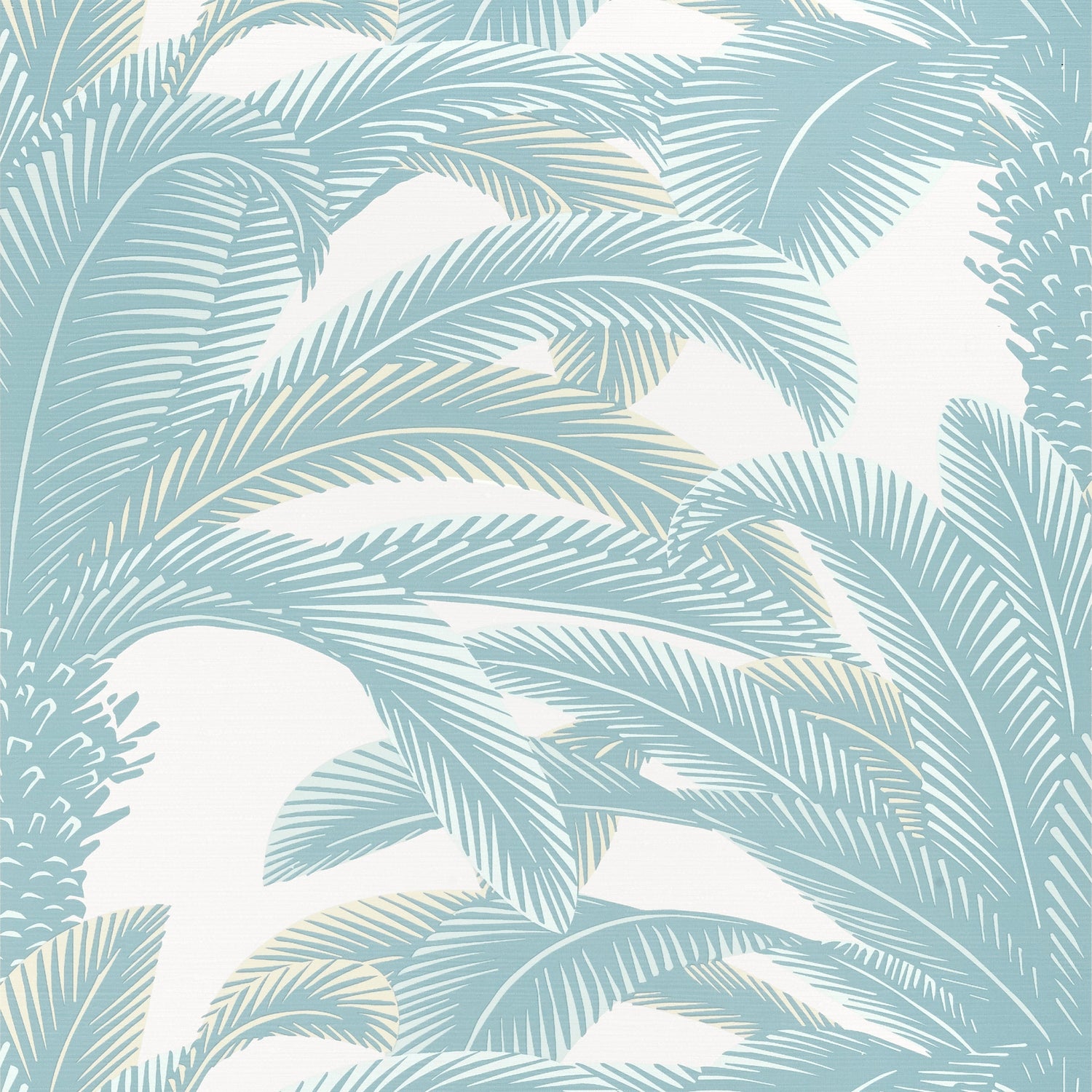 Queen Palm fabric in spa blue color - pattern number T13909 - by Thibaut in the Palm Grove collection