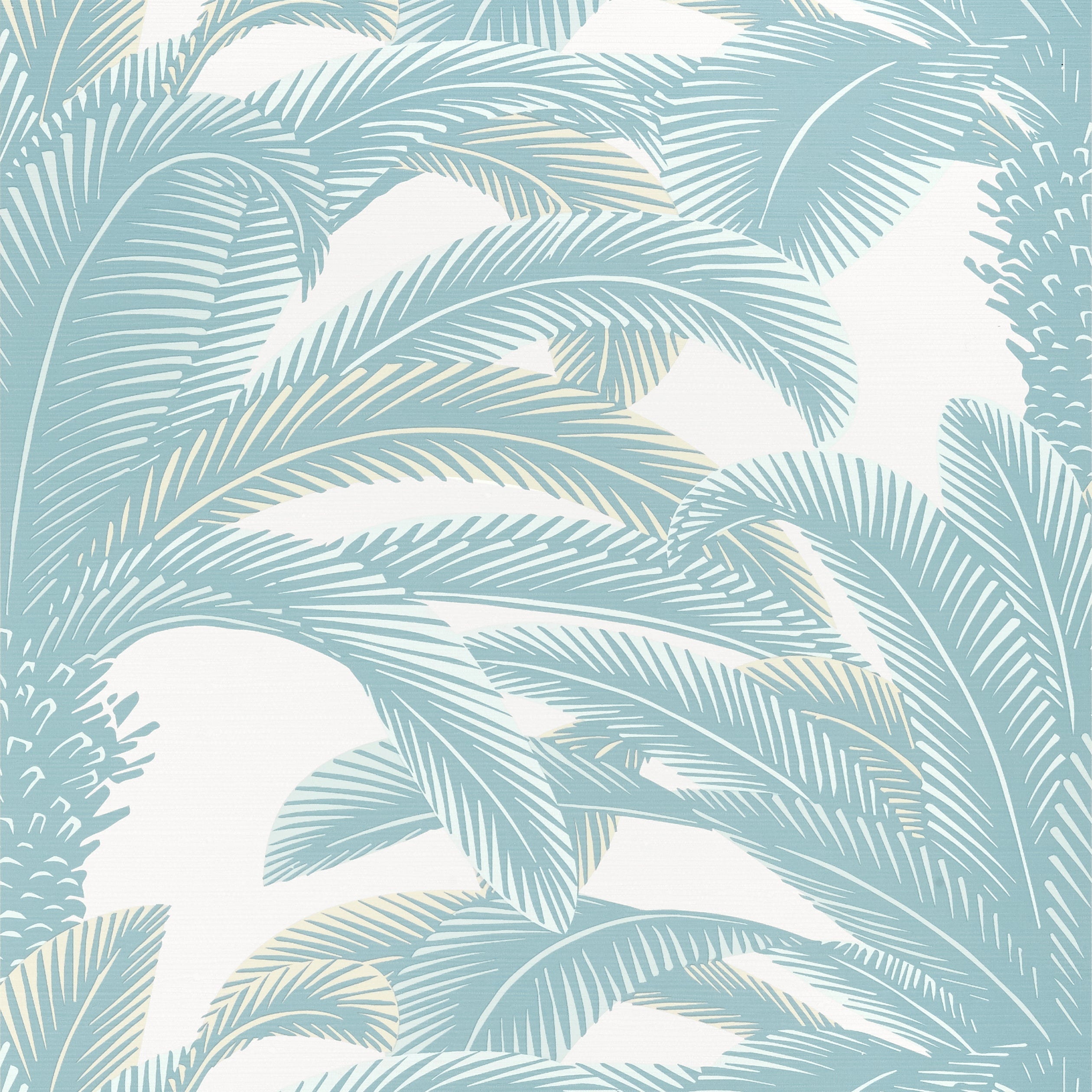 Queen Palm fabric in spa blue color - pattern number T13909 - by Thibaut in the Palm Grove collection