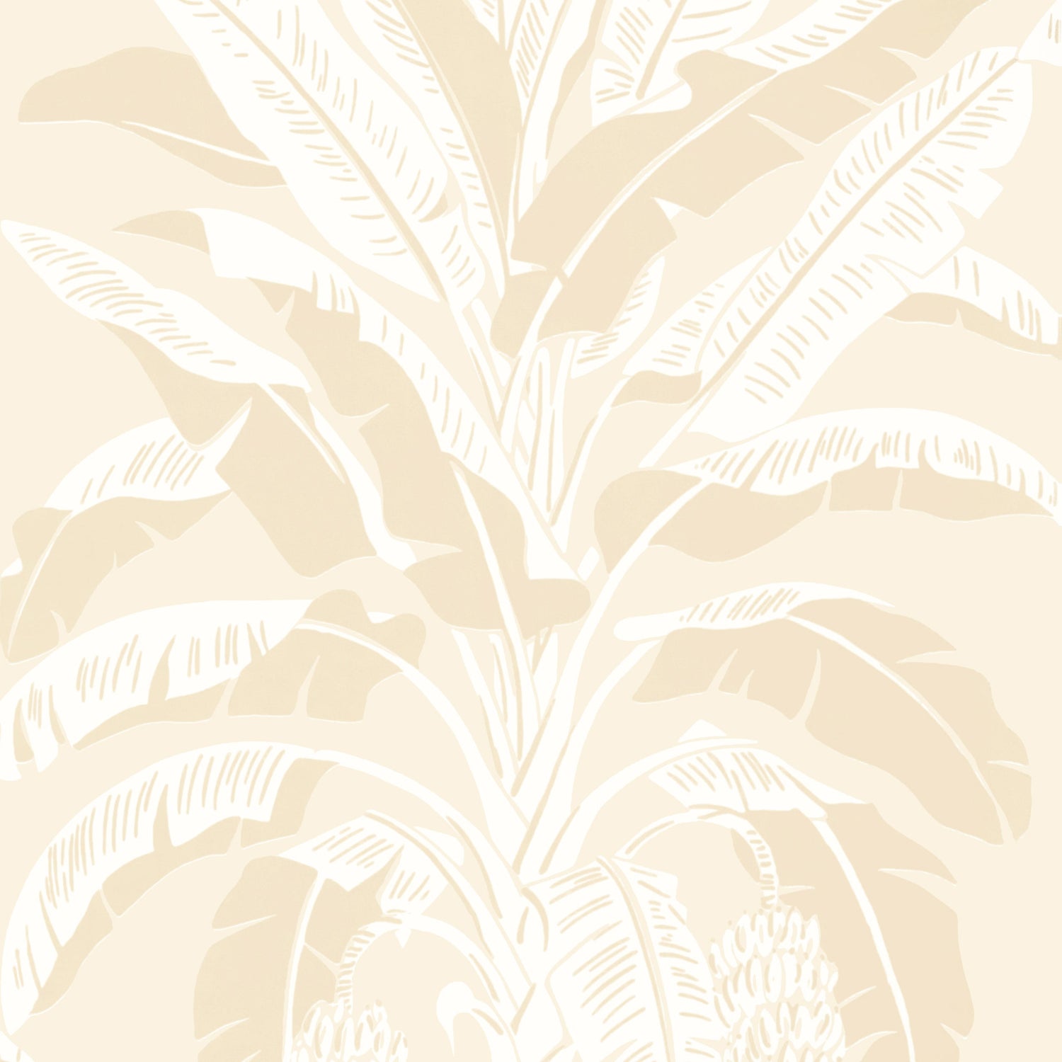 Banana Tree fabric in beige color - pattern number T13920 - by Thibaut in the Palm Grove collection