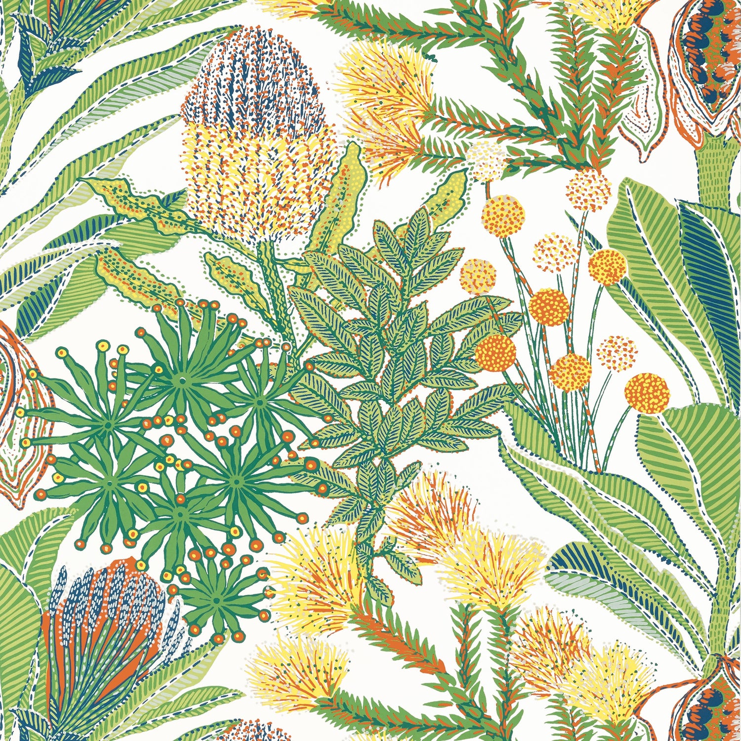 Protea fabric in brights color - pattern number T13921 - by Thibaut in the Palm Grove collection