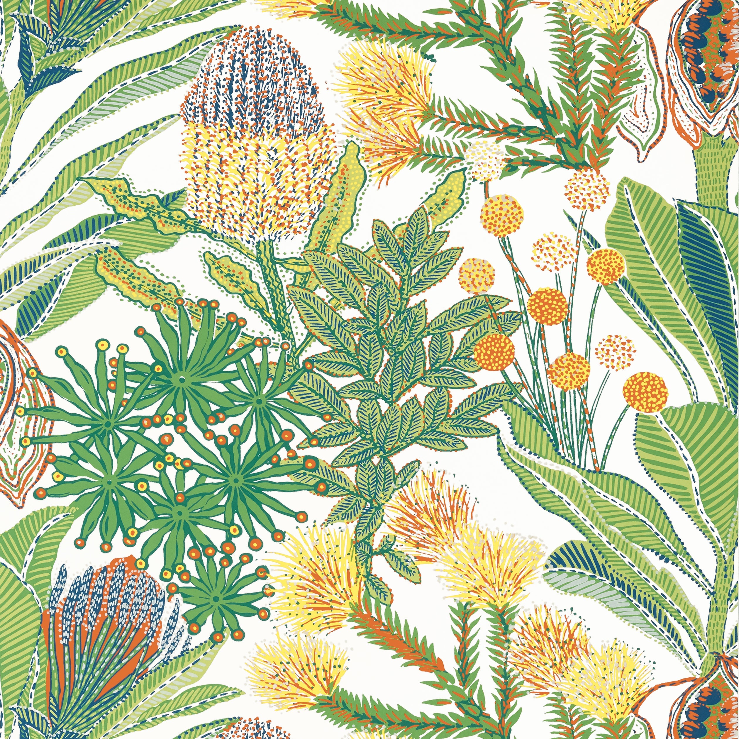 Protea fabric in brights color - pattern number T13921 - by Thibaut in the Palm Grove collection