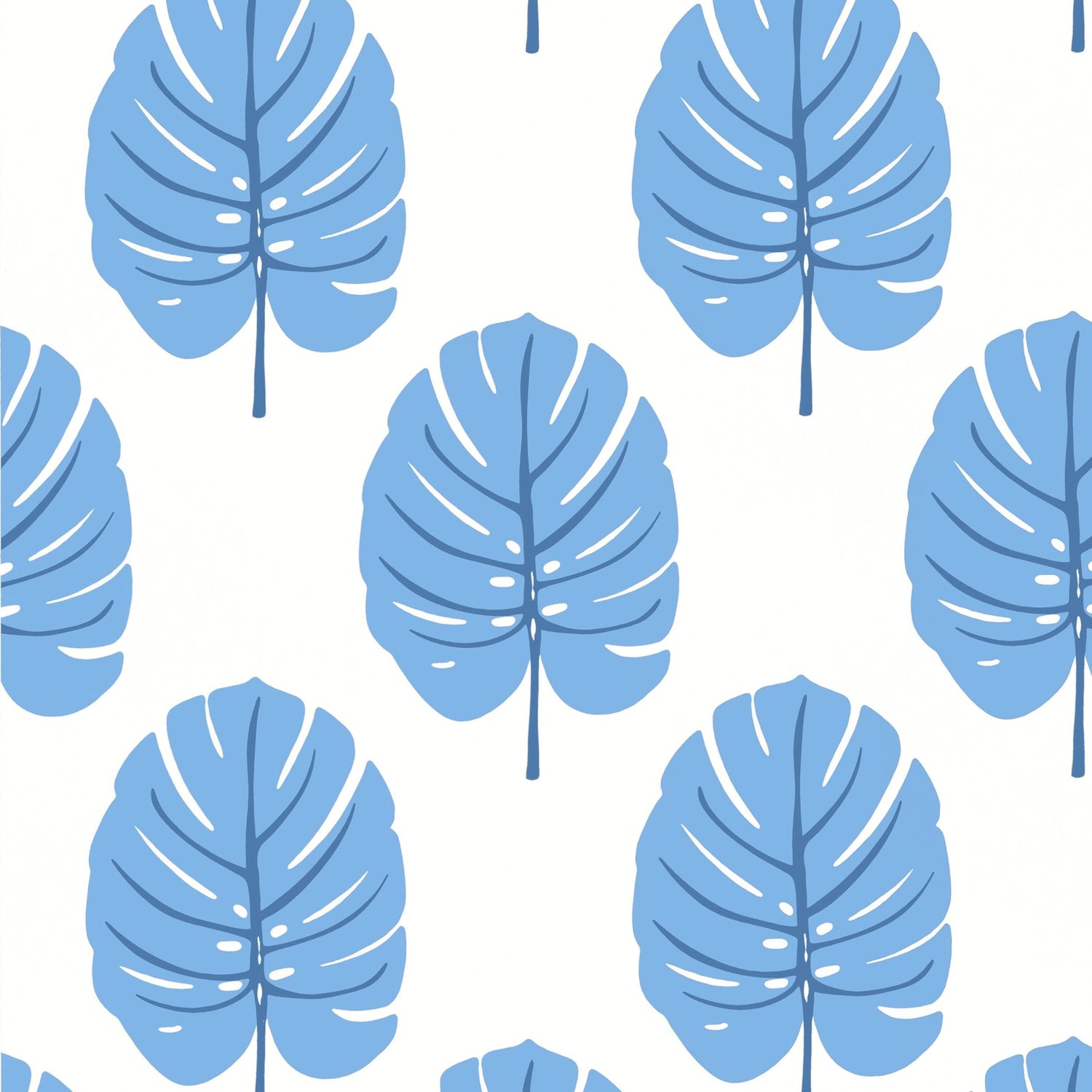 Monstera wallpaper in blue color - pattern number T13953 - by Thibaut in the Palm Grove collection