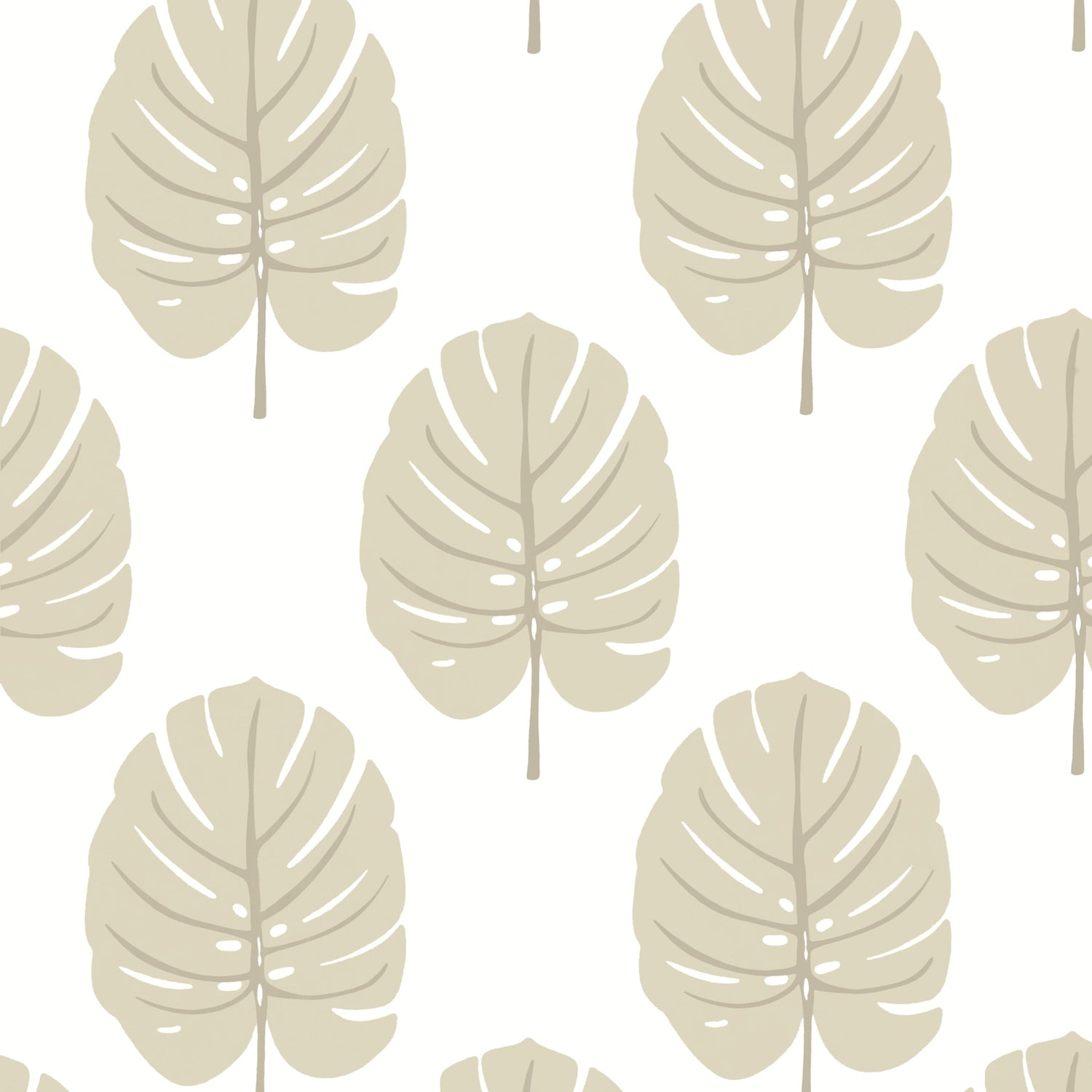 Monstera wallpaper in beige color - pattern number T13956 - by Thibaut in the Palm Grove collection