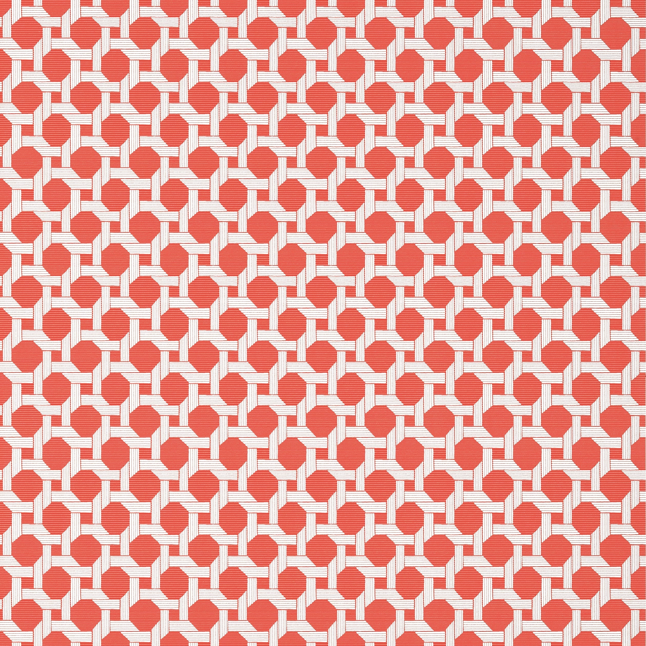 Charter wallpaper in coral color - pattern number T13958 - by Thibaut in the Palm Grove collection